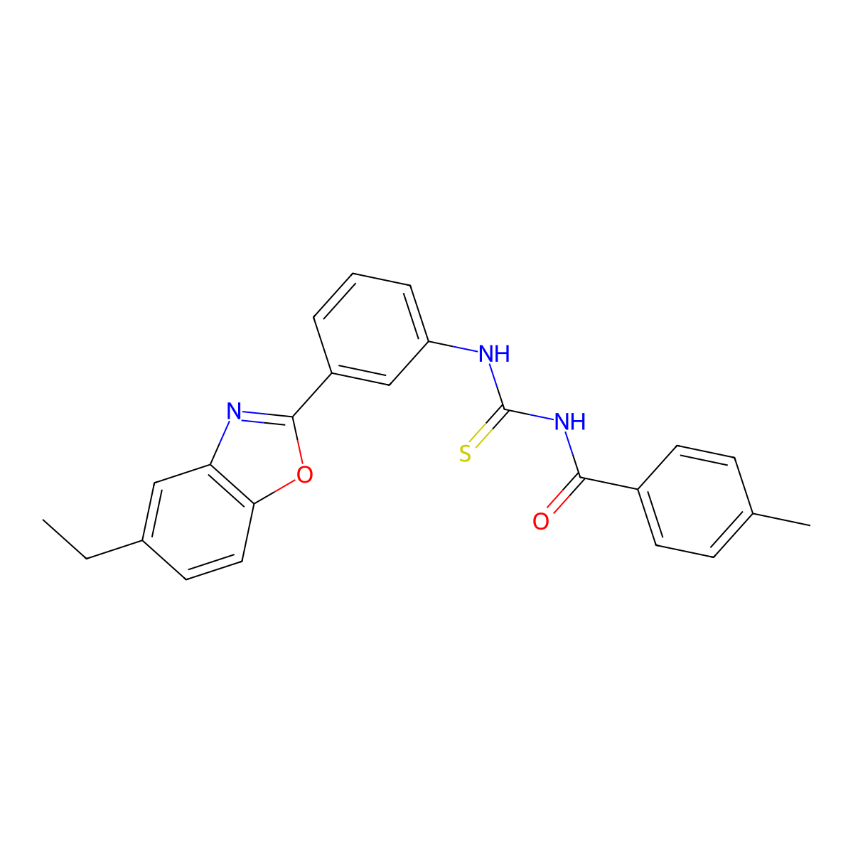 N-[[3-(5-ethyl-1,3-benzoxazol-2-yl)phenyl]carbamothioyl]-4-methylbenzamide molecular structure, CAS 428444-26-2