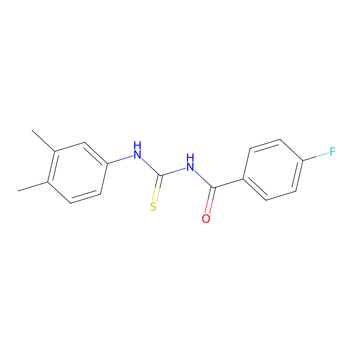 N-[(3,4-dimethylphenyl)carbamothioyl]-4-fluorobenzamide molecular structure, CAS 428444-32-0