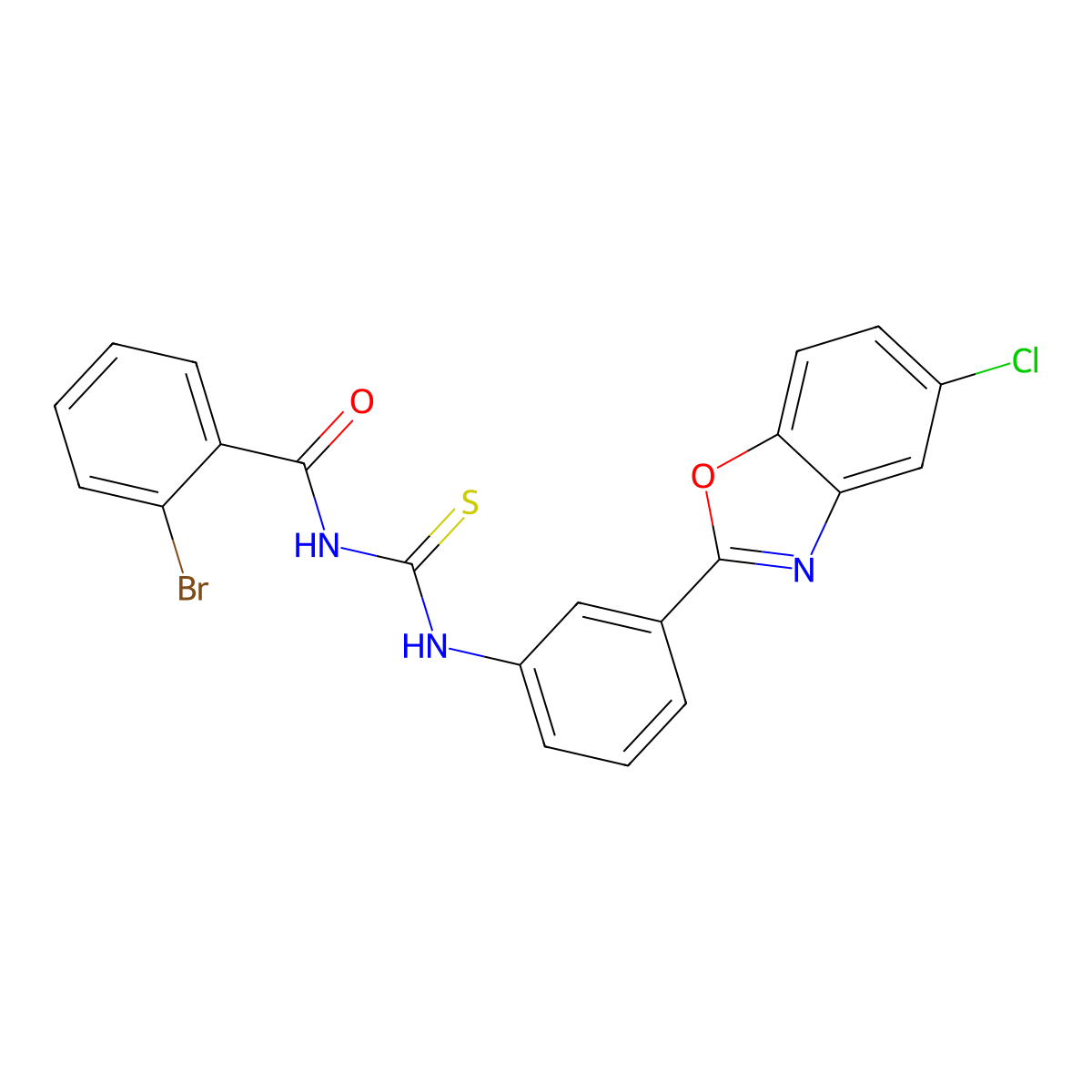 2-bromo-N-[[3-(5-chloro-1,3-benzoxazol-2-yl)phenyl]carbamothioyl]benzamide molecular structure, CAS 428444-47-7