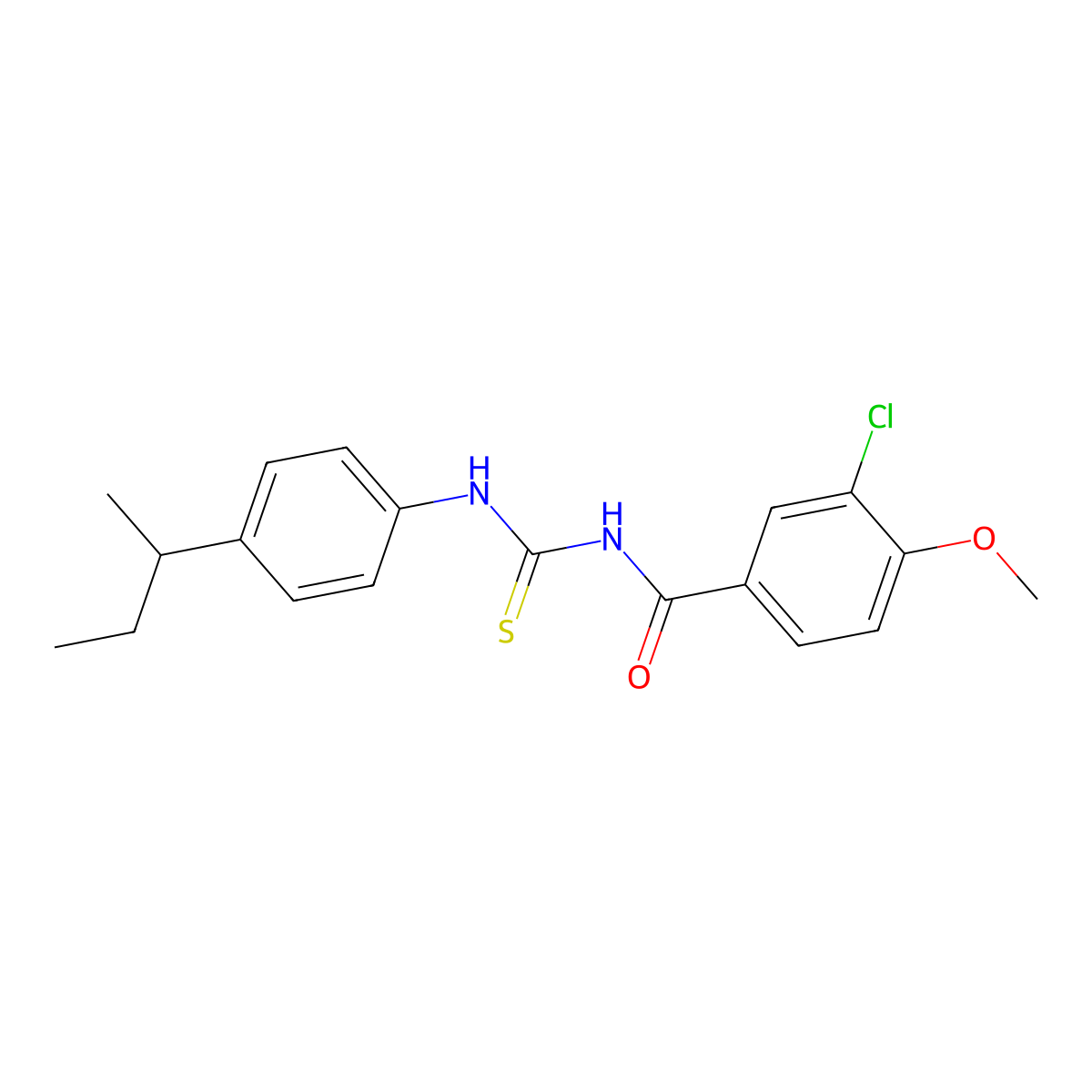 N-{[4-(butan-2-yl)phenyl]carbamothioyl}-3-chloro-4-methoxybenzamide molecular structure, CAS 428444-57-9