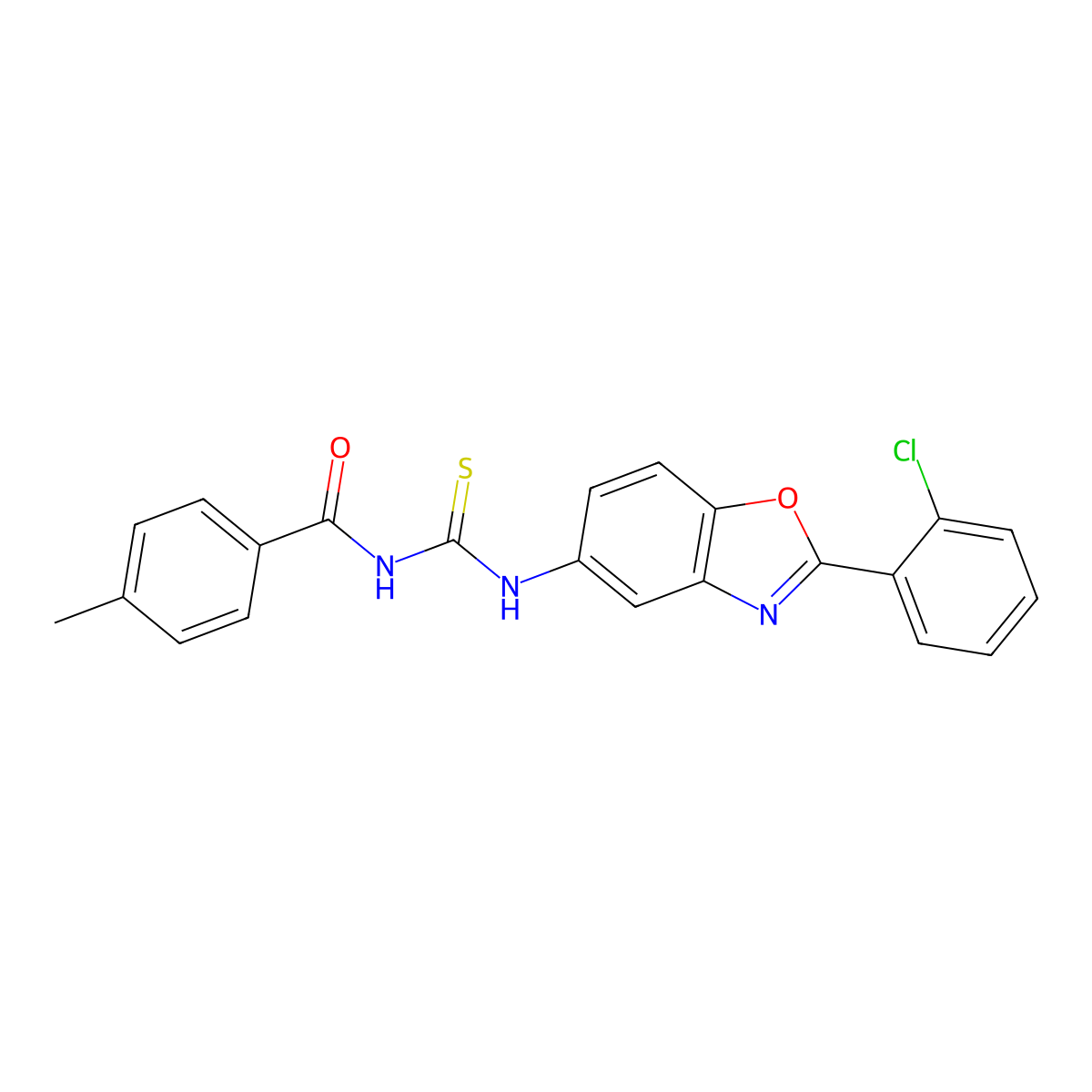 N-[[2-(2-chlorophenyl)-1,3-benzoxazol-5-yl]carbamothioyl]-4-methylbenzamide molecular structure, CAS 428444-59-1