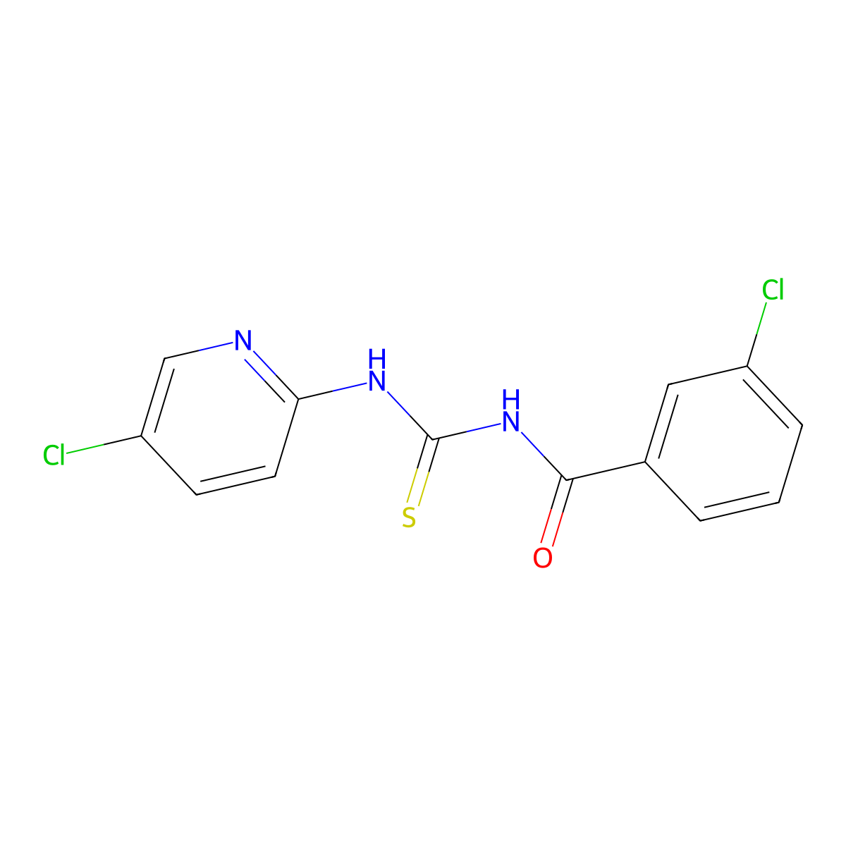 3-chloro-N-[(5-chloropyridin-2-yl)carbamothioyl]benzamide molecular structure, CAS 428444-69-3