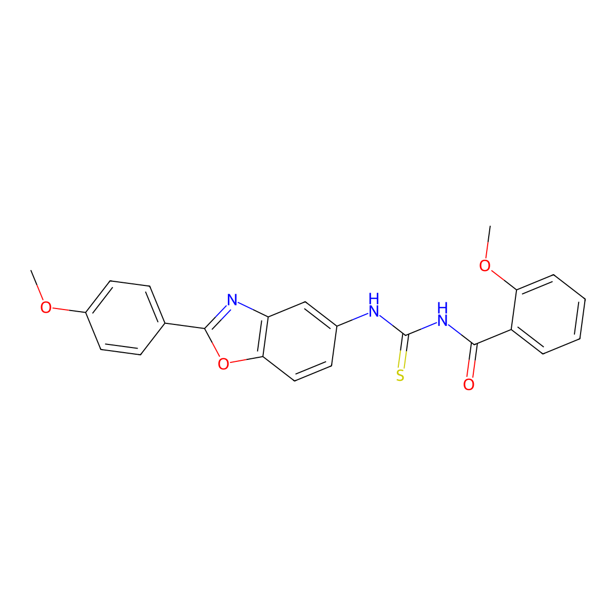 2-methoxy-N-[[2-(4-methoxyphenyl)-1,3-benzoxazol-5-yl]carbamothioyl]benzamide molecular structure, CAS 428444-73-9