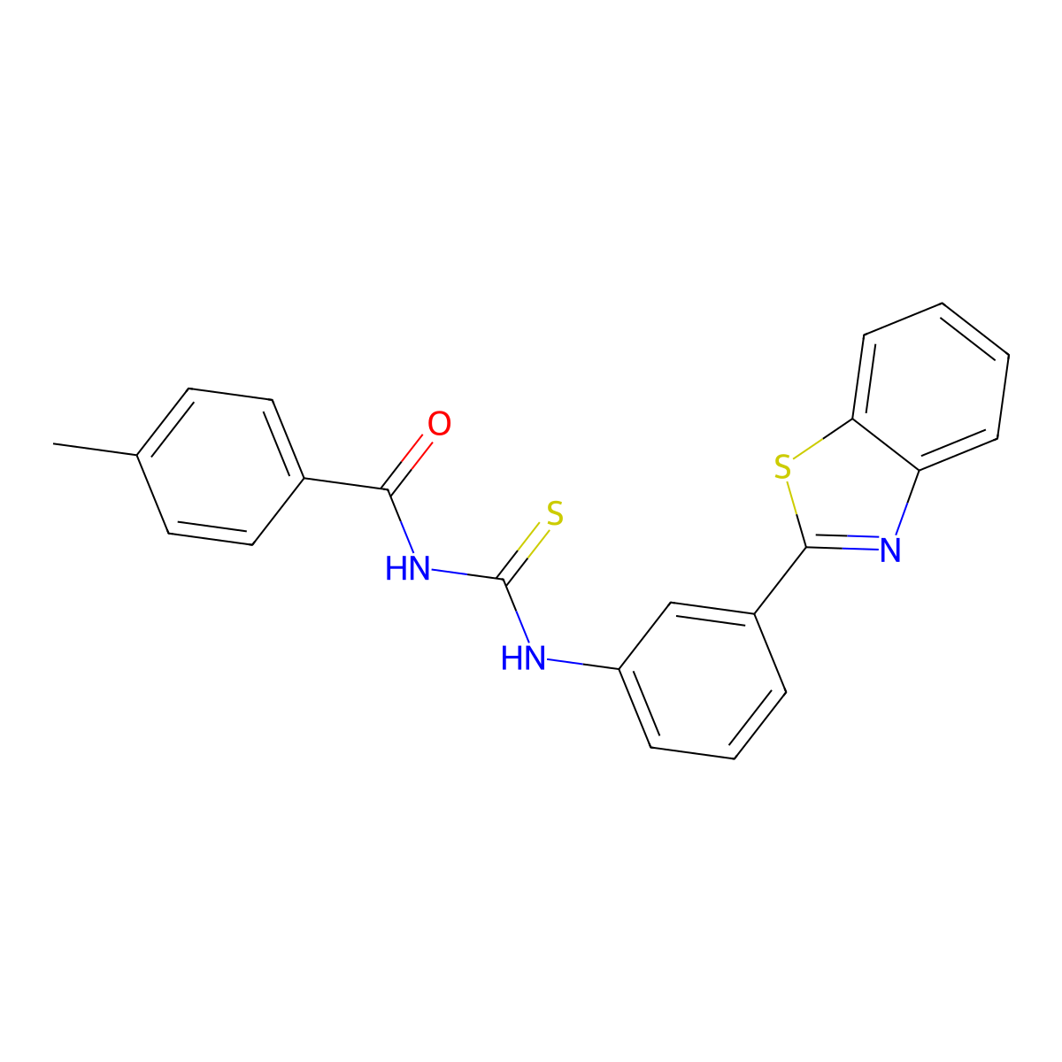 N-[[3-(1,3-benzothiazol-2-yl)phenyl]carbamothioyl]-4-methylbenzamide molecular structure, CAS 428445-11-8