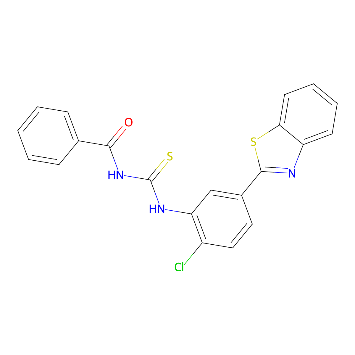 N-[[5-(1,3-benzothiazol-2-yl)-2-chlorophenyl]carbamothioyl]benzamide molecular structure, CAS 428445-13-0