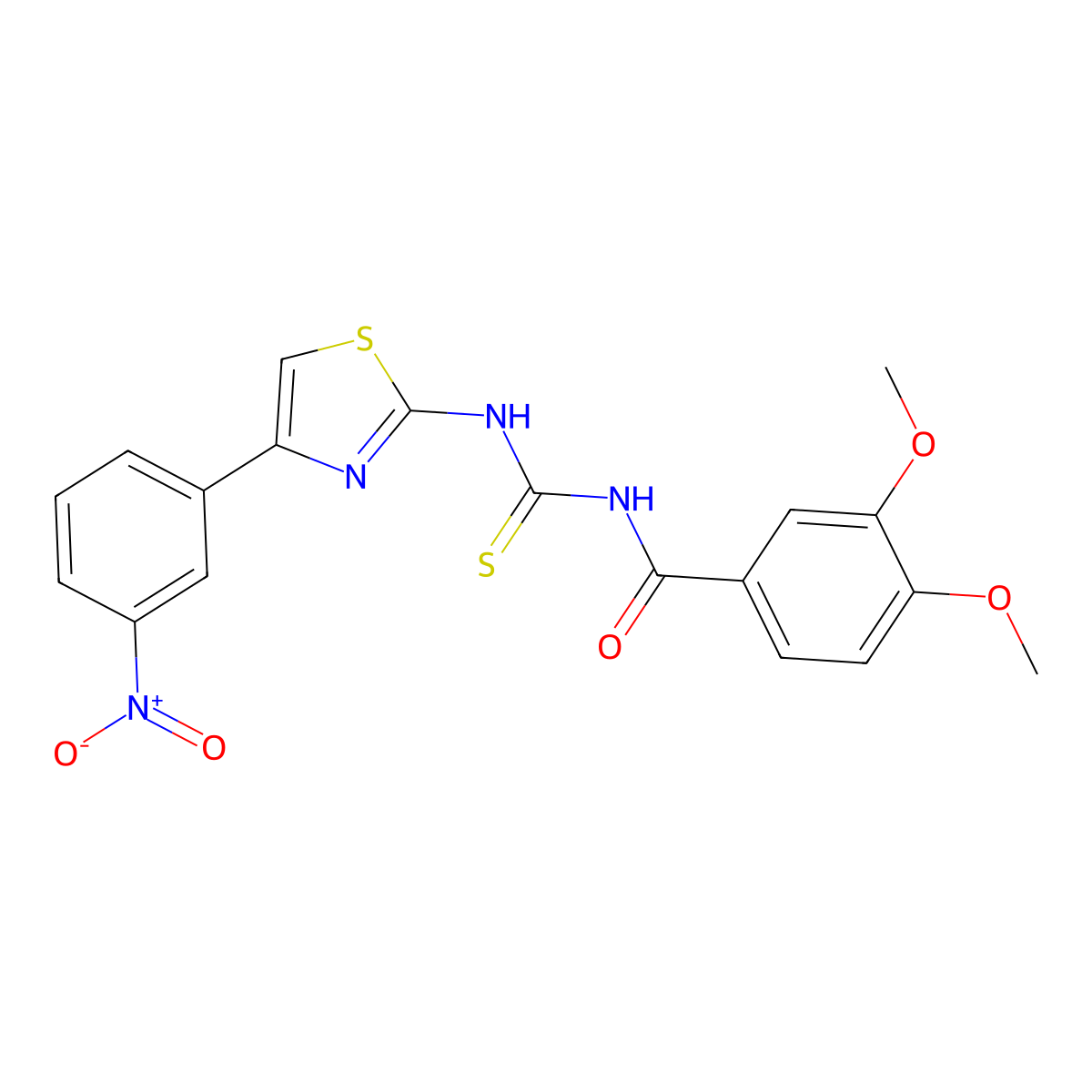 3,4-dimethoxy-N-[[4-(3-nitrophenyl)-1,3-thiazol-2-yl]carbamothioyl]benzamide molecular structure, CAS 428445-29-8