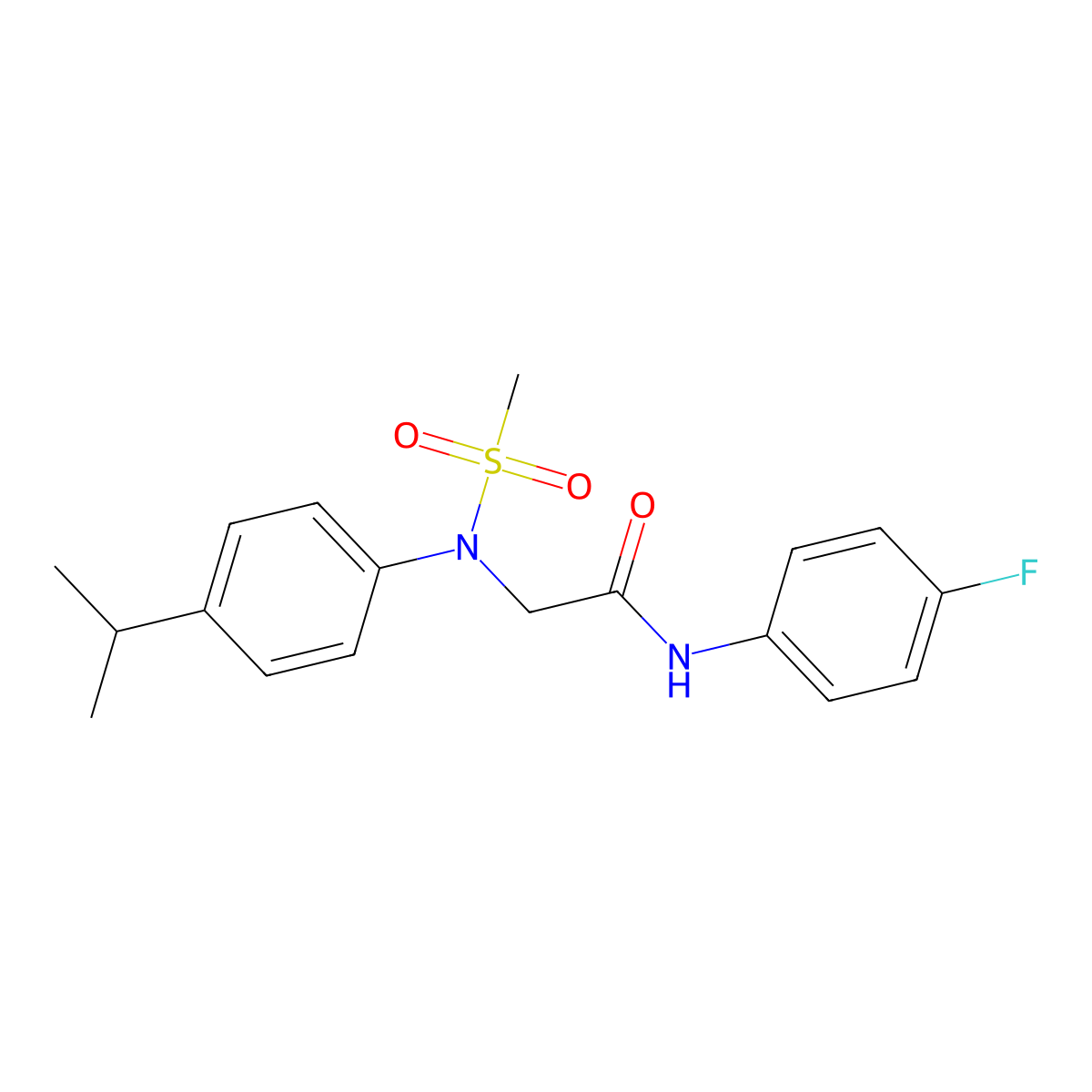 N-(4-fluorophenyl)-N~2~-(methylsulfonyl)-N~2~-[4-(propan-2-yl)phenyl]glycinamide molecular structure, CAS 428445-38-9