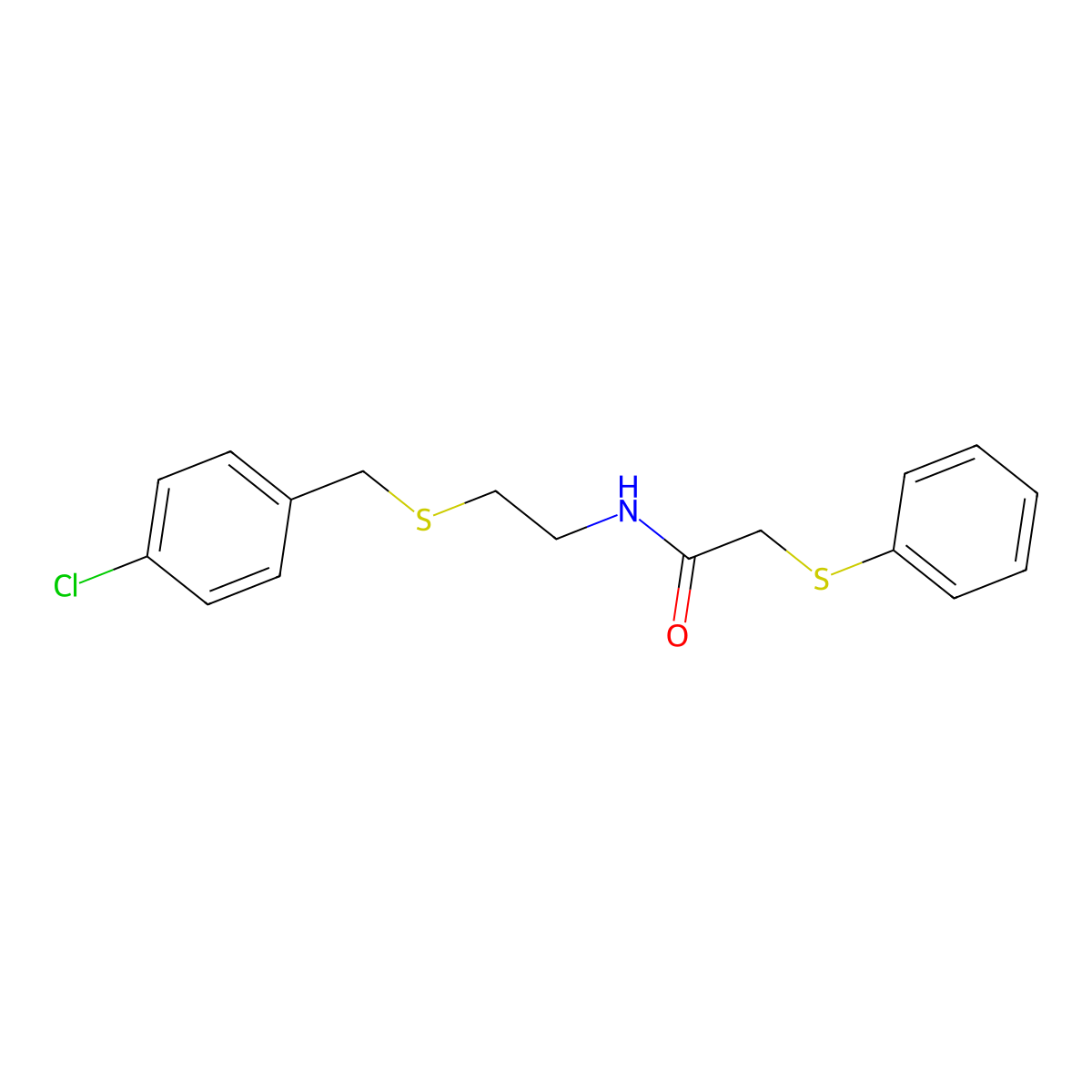 N-{2-[(4-chlorobenzyl)sulfanyl]ethyl}-2-(phenylsulfanyl)acetamide molecular structure, CAS 428445-39-0