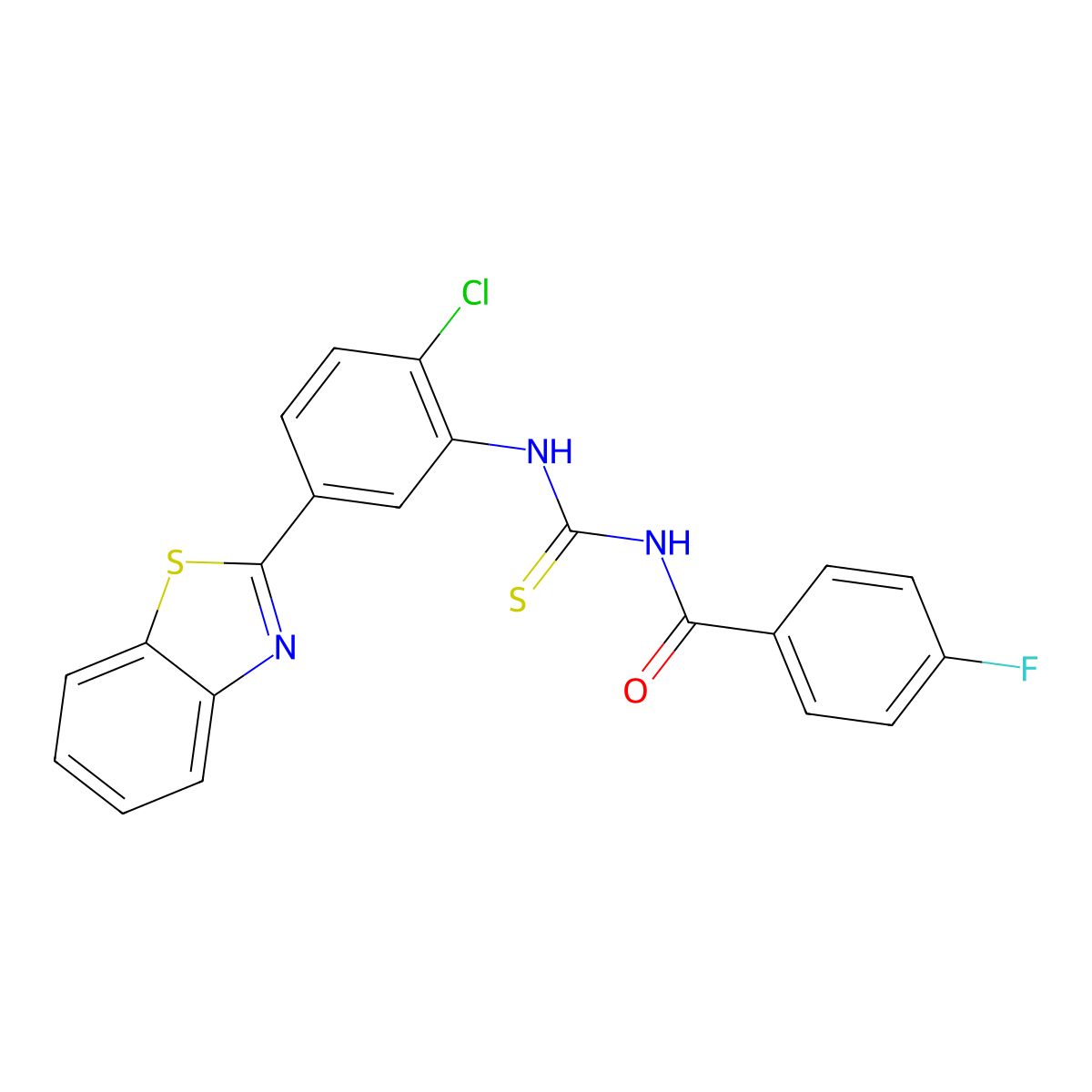 N-{[5-(1,3-benzothiazol-2-yl)-2-chlorophenyl]carbamothioyl}-4-fluorobenzamide molecular structure, CAS 428445-41-4