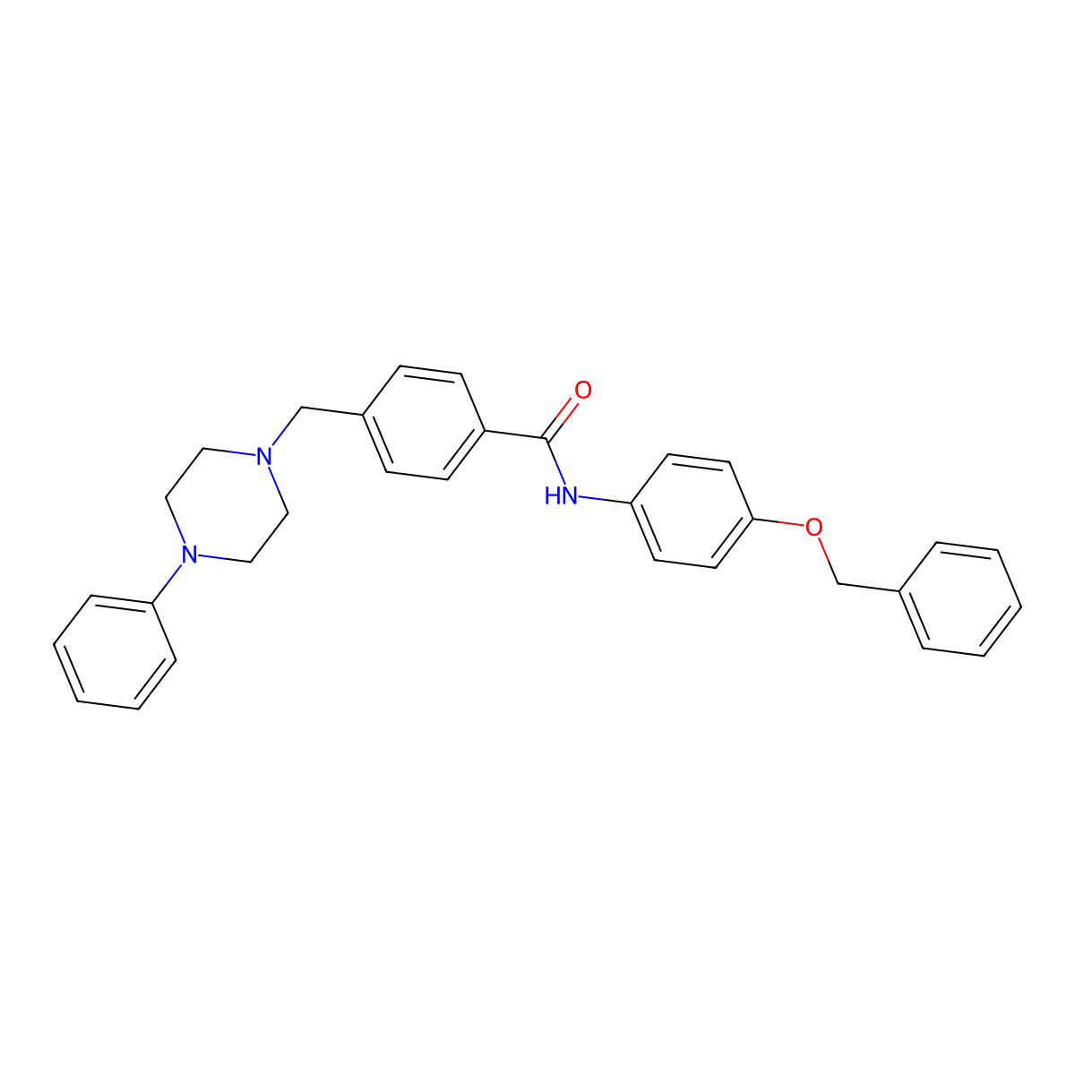 N-(4-phenylmethoxyphenyl)-4-[(4-phenylpiperazin-1-yl)methyl]benzamide molecular structure, CAS 428445-43-6