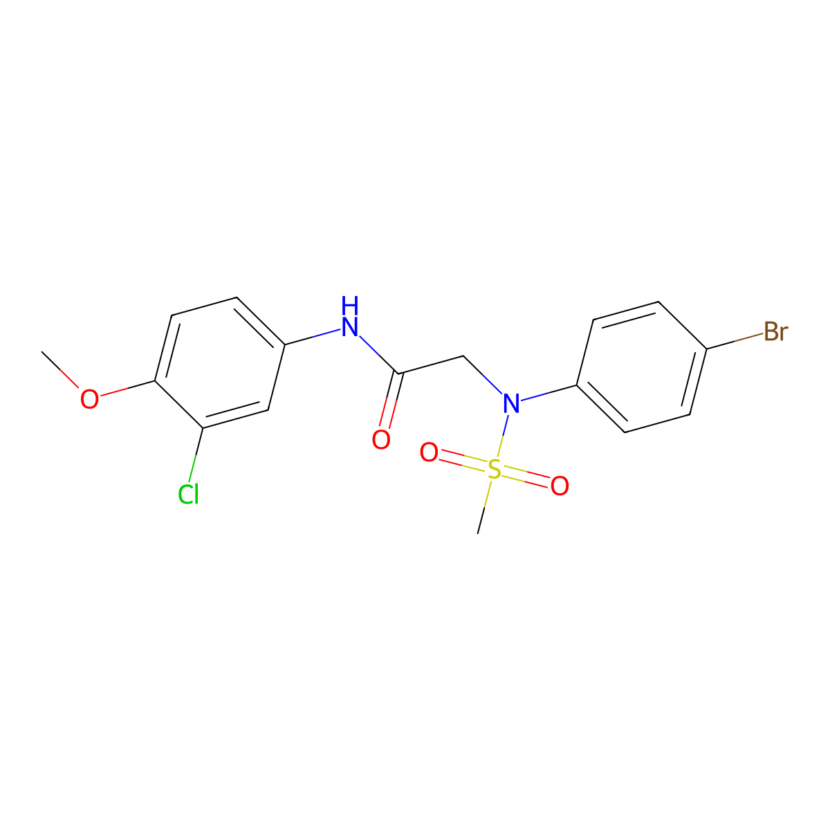2-(4-bromo-N-methylsulfonylanilino)-N-(3-chloro-4-methoxyphenyl)acetamide molecular structure, CAS 428445-48-1