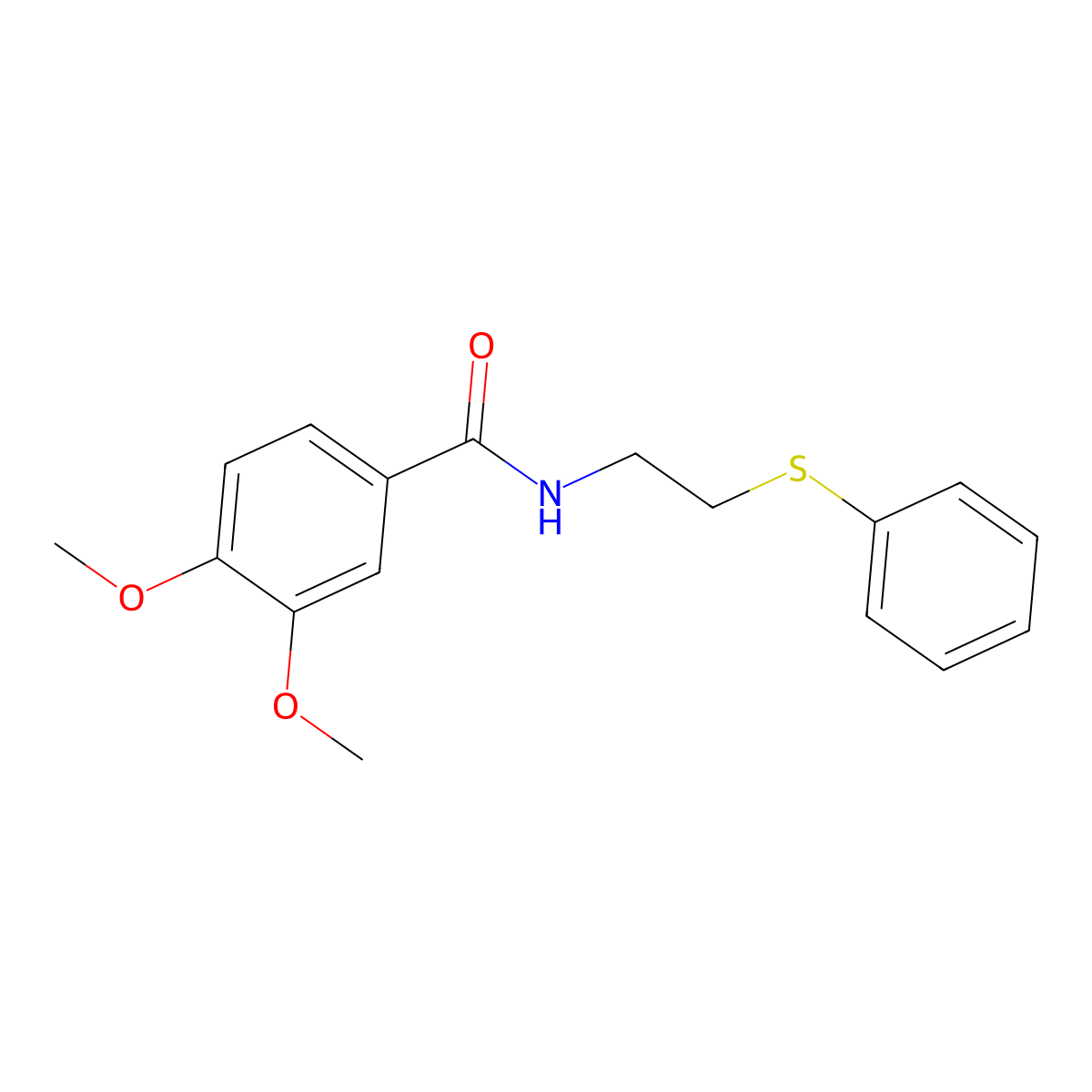 3,4-dimethoxy-N-(2-phenylsulfanylethyl)benzamide molecular structure, CAS 428445-55-0