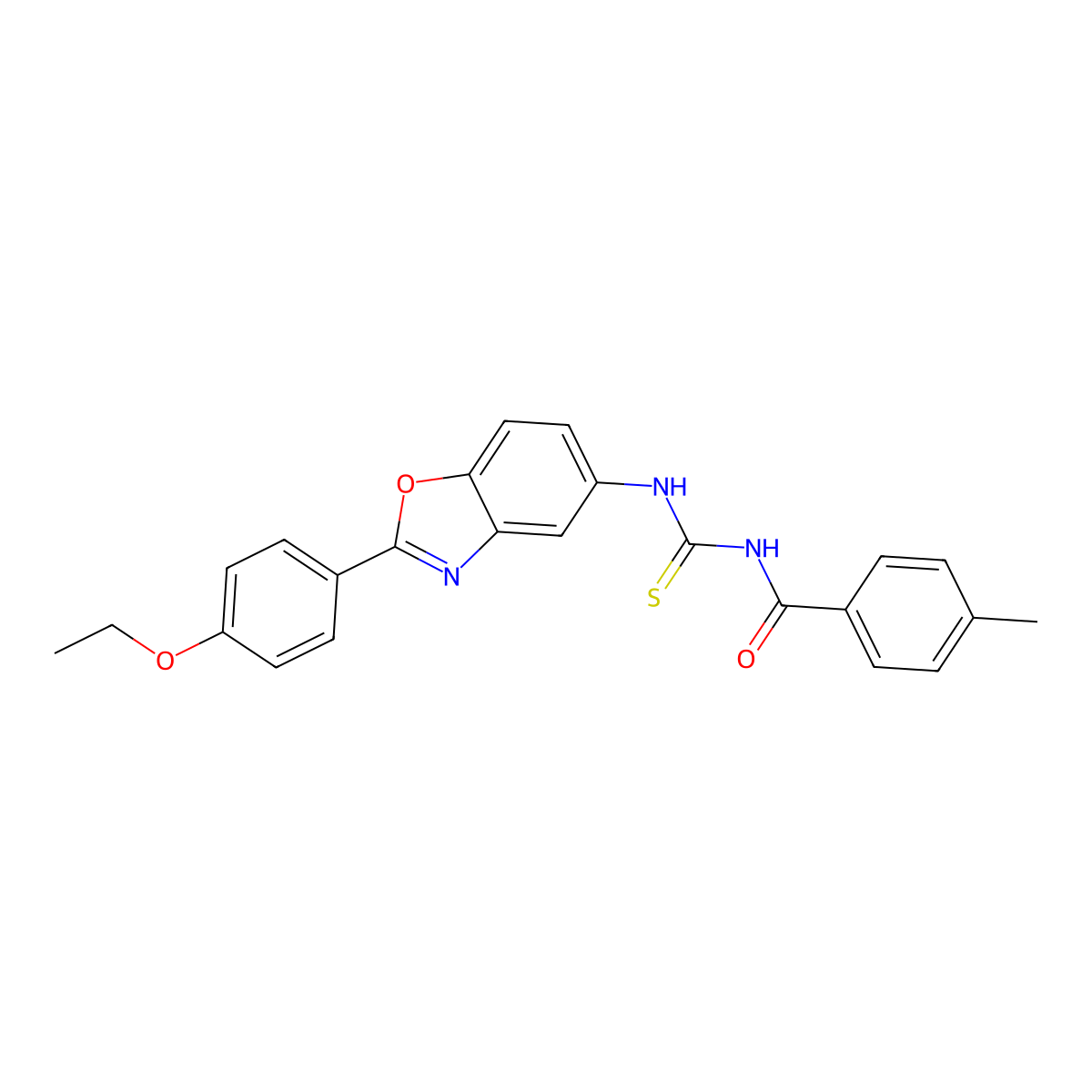 N-[[2-(4-ethoxyphenyl)-1,3-benzoxazol-5-yl]carbamothioyl]-4-methylbenzamide molecular structure, CAS 428445-71-0