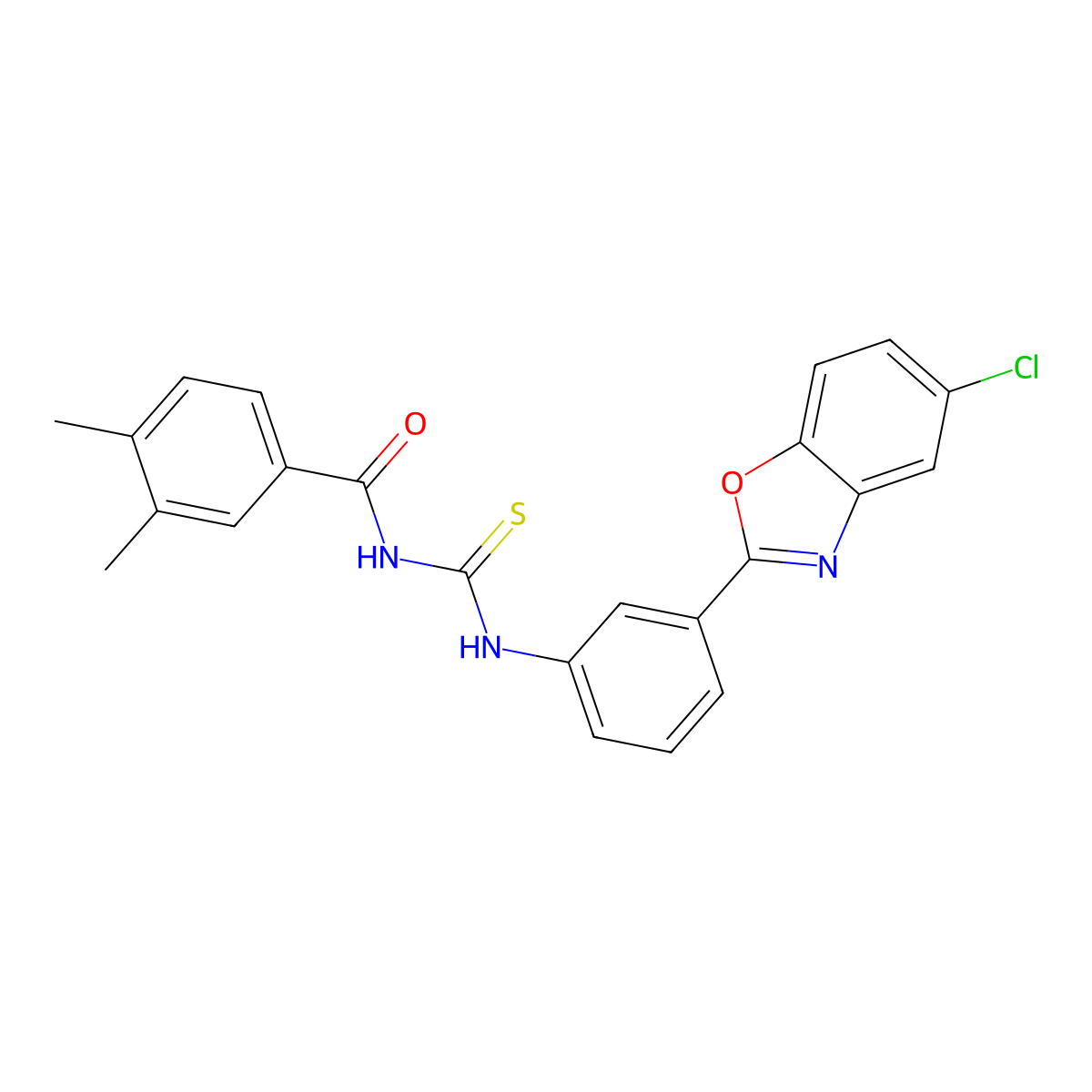 N-[[3-(5-chloro-1,3-benzoxazol-2-yl)phenyl]carbamothioyl]-3,4-dimethylbenzamide molecular structure, CAS 428445-75-4