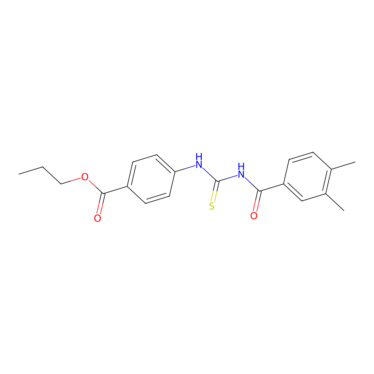 Propyl 4-({[(3,4-dimethylphenyl)carbonyl]carbamothioyl}amino)benzoate molecular structure, CAS 428445-95-8