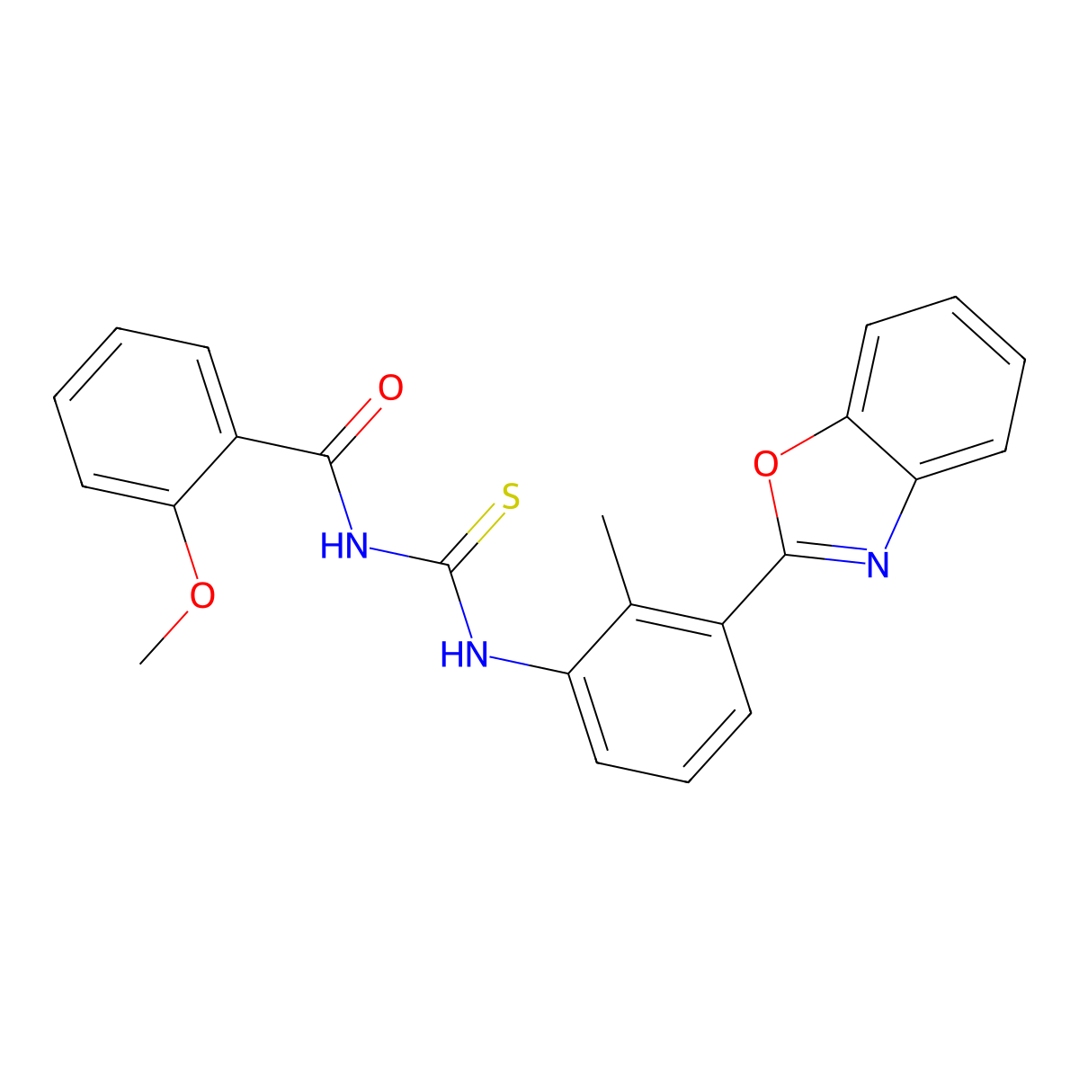 N-[[3-(1,3-benzoxazol-2-yl)-2-methylphenyl]carbamothioyl]-2-methoxybenzamide molecular structure, CAS 428445-96-9