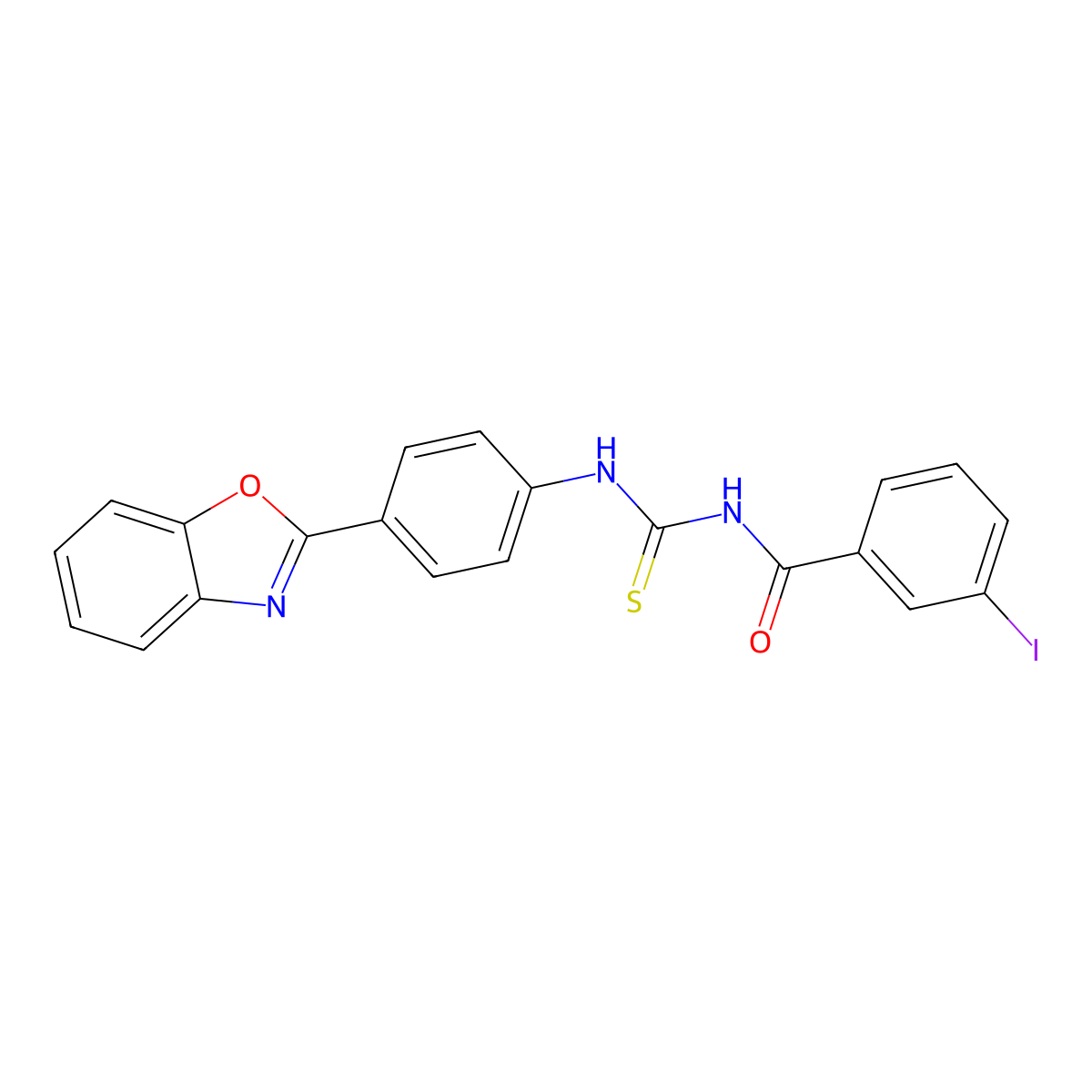 N-[[4-(1,3-benzoxazol-2-yl)phenyl]carbamothioyl]-3-iodobenzamide molecular structure, CAS 428446-14-4