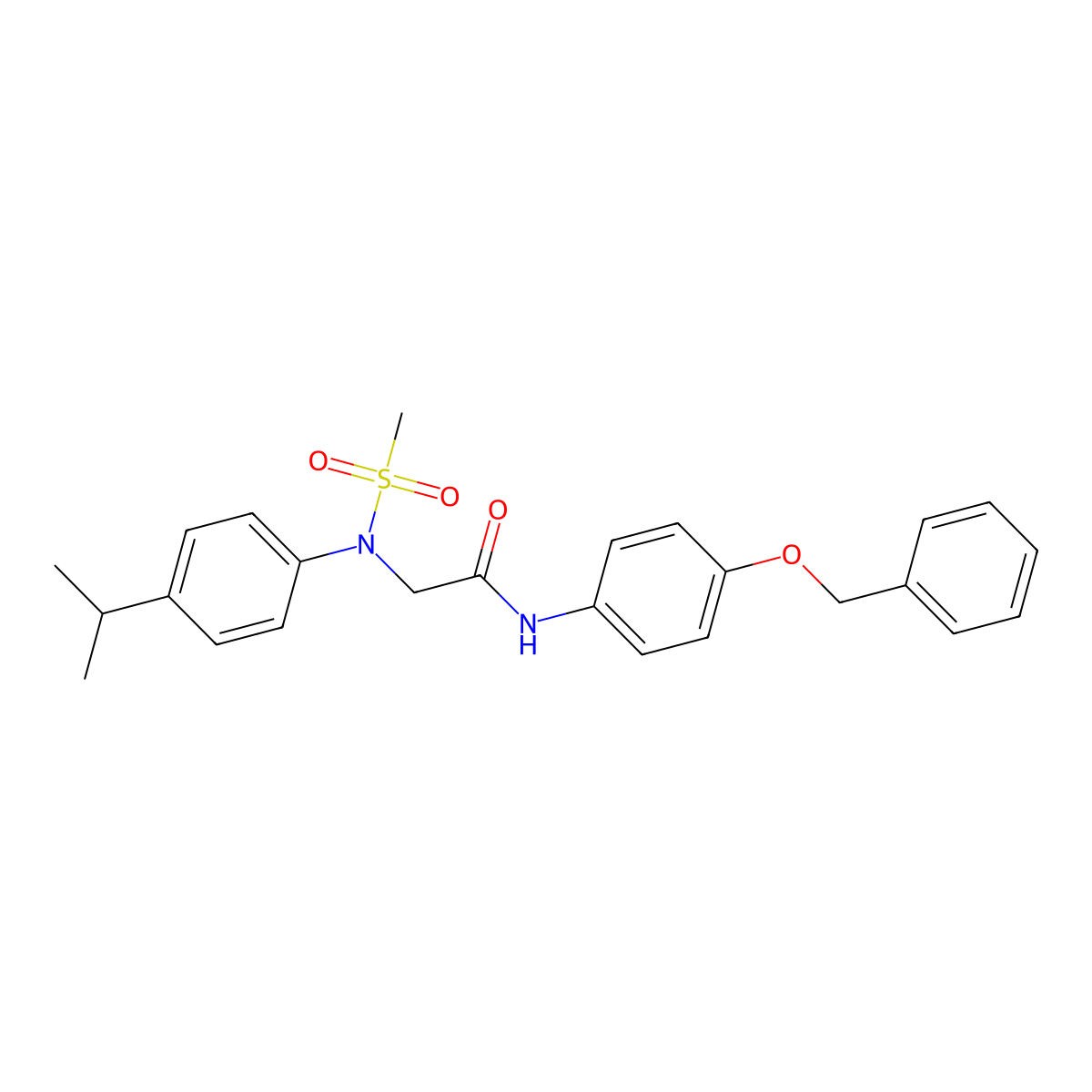 2-(N-methylsulfonyl-4-propan-2-ylanilino)-N-(4-phenylmethoxyphenyl)acetamide molecular structure, CAS 428446-30-4