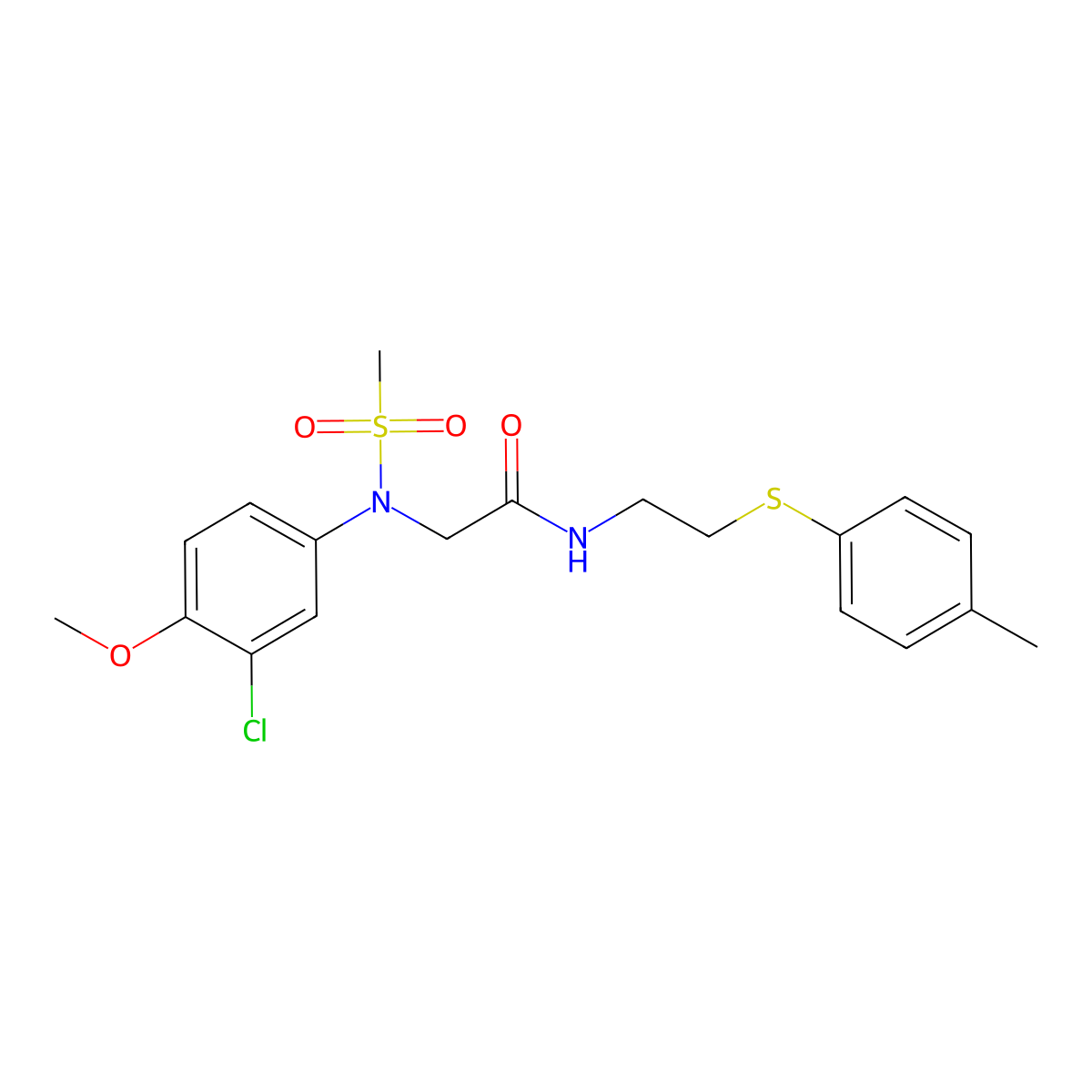 2-(3-chloro-4-methoxy-N-methylsulfonylanilino)-N-[2-(4-methylphenyl)sulfanylethyl]acetamide molecular structure, CAS 428446-35-9