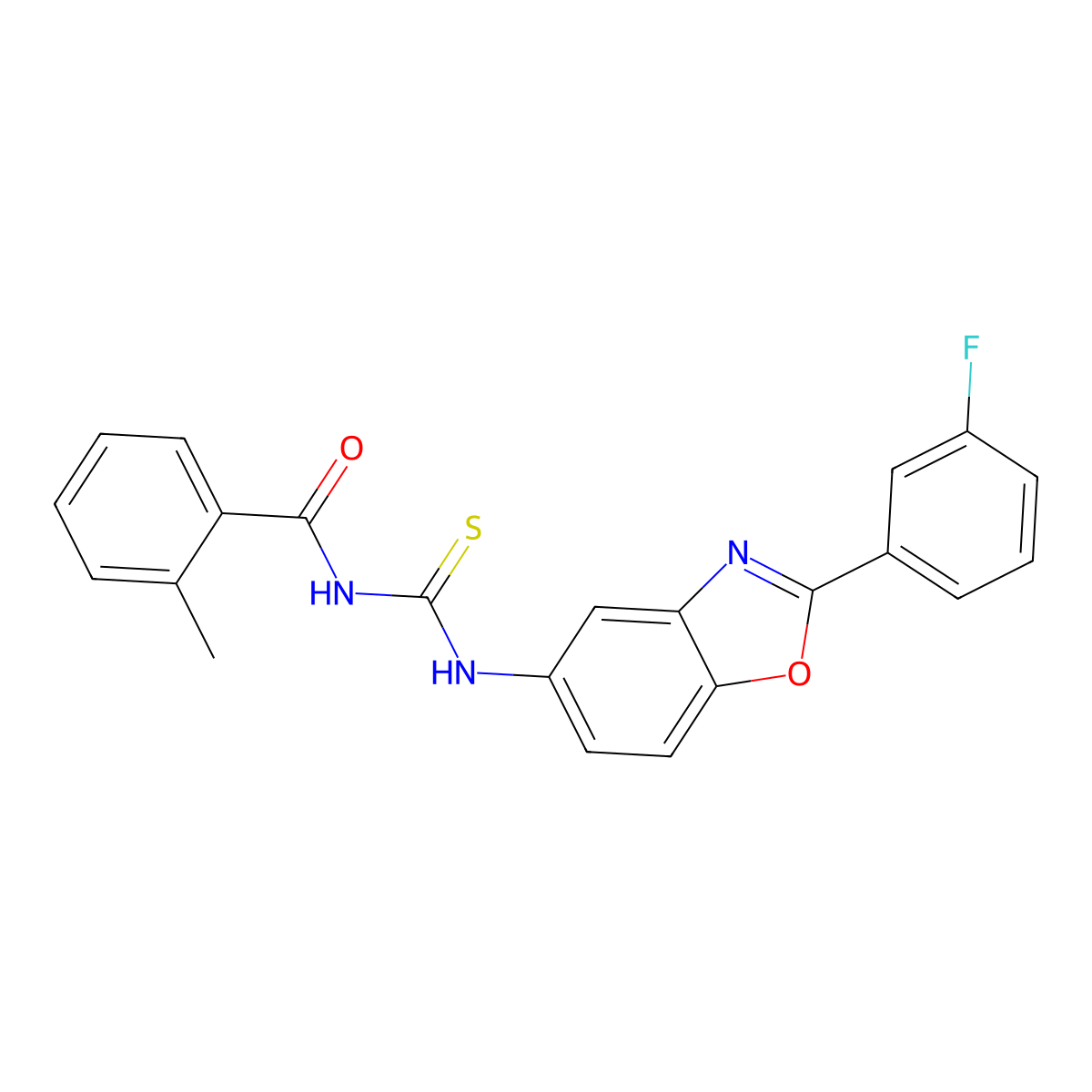 N-[[2-(3-fluorophenyl)-1,3-benzoxazol-5-yl]carbamothioyl]-2-methylbenzamide molecular structure, CAS 428446-48-4