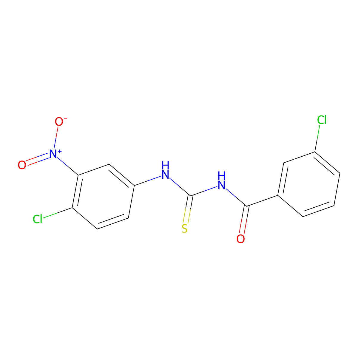 N-(3-chlorobenzoyl)-N'-{4-chloro-3-nitrophenyl}thiourea molecular structure, CAS 428446-53-1