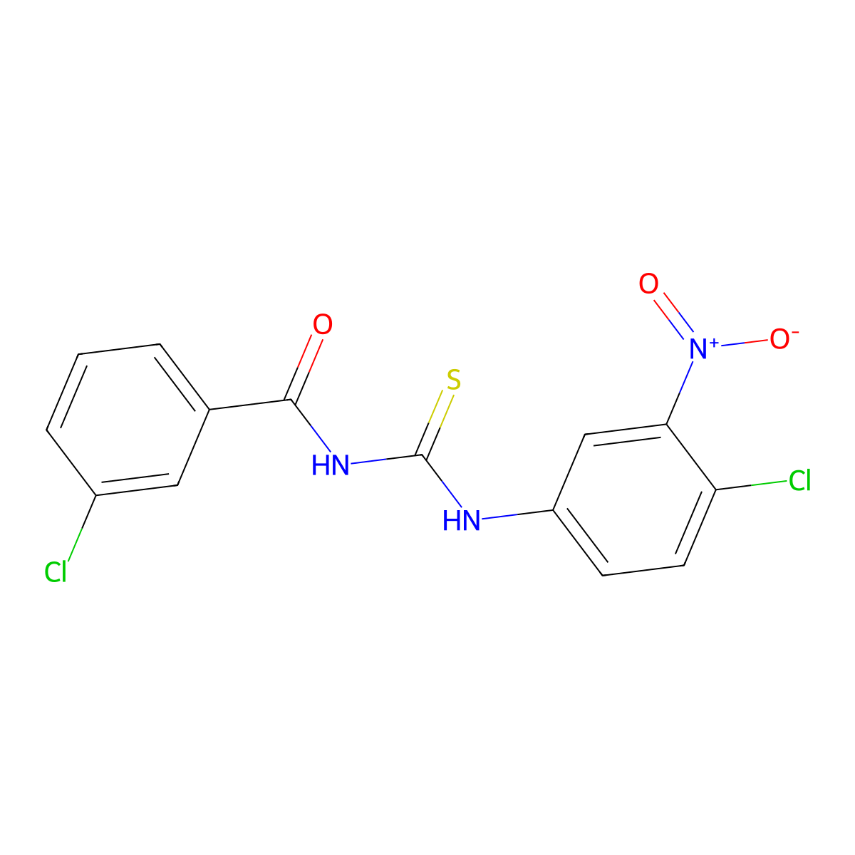 N-(3-chlorobenzoyl)-N'-{4-chloro-3-nitrophenyl}thiourea molecular structure, CAS 428446-53-1