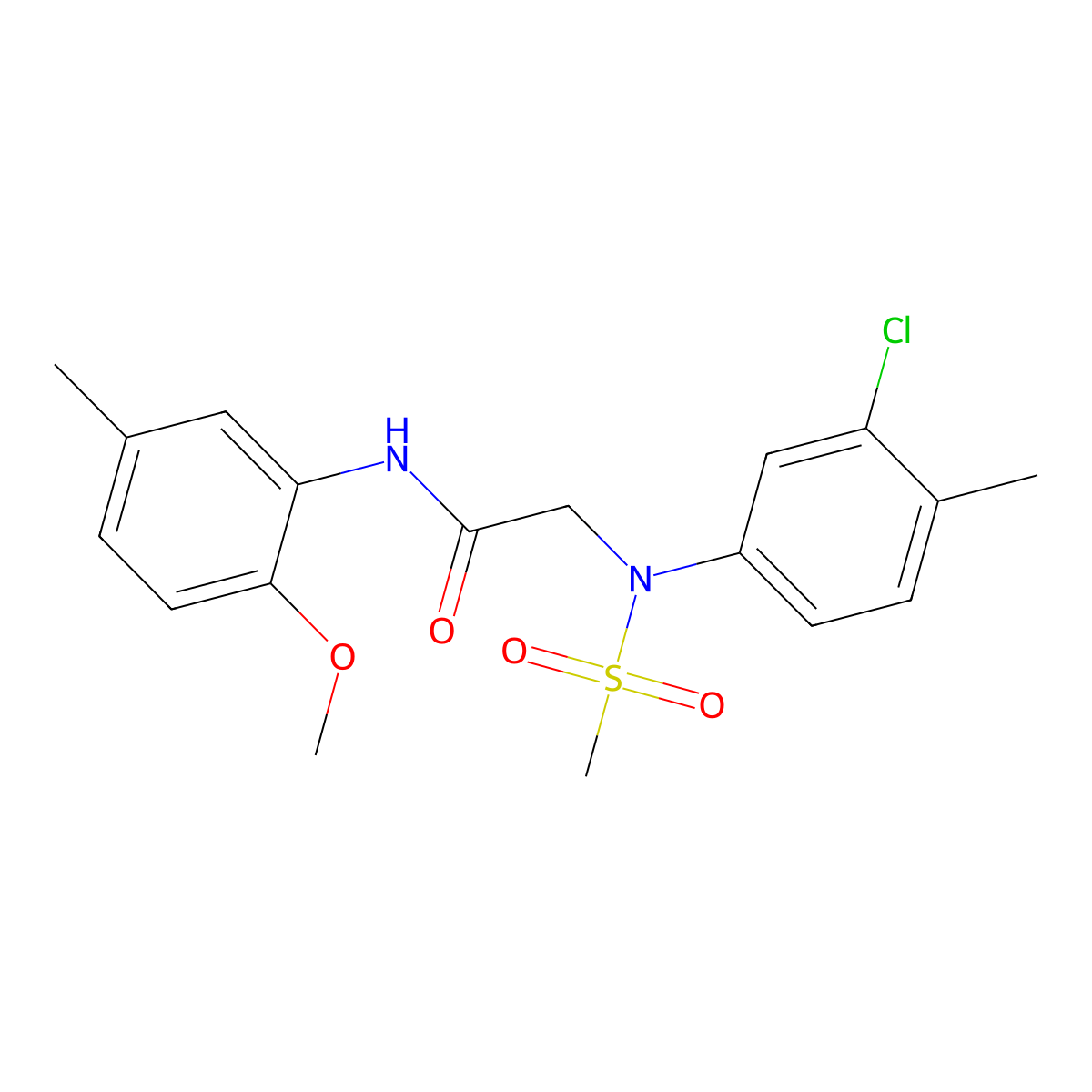 2-(3-chloro-4-methyl-N-methylsulfonylanilino)-N-(2-methoxy-5-methylphenyl)acetamide molecular structure, CAS 428446-56-4
