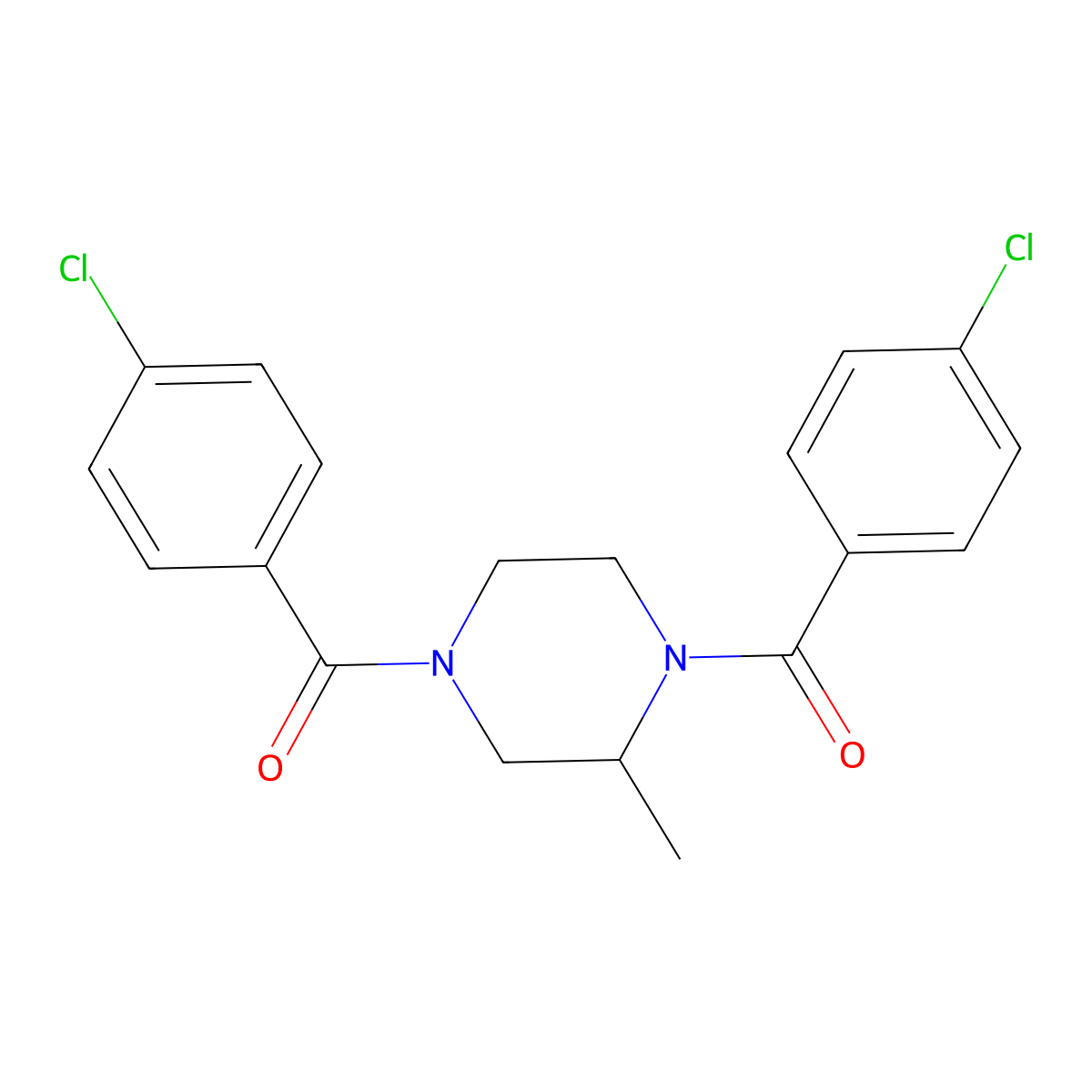 1,4-Bis(4-chlorobenzoyl)-2-methylpiperazine molecular structure, CAS 428446-70-2