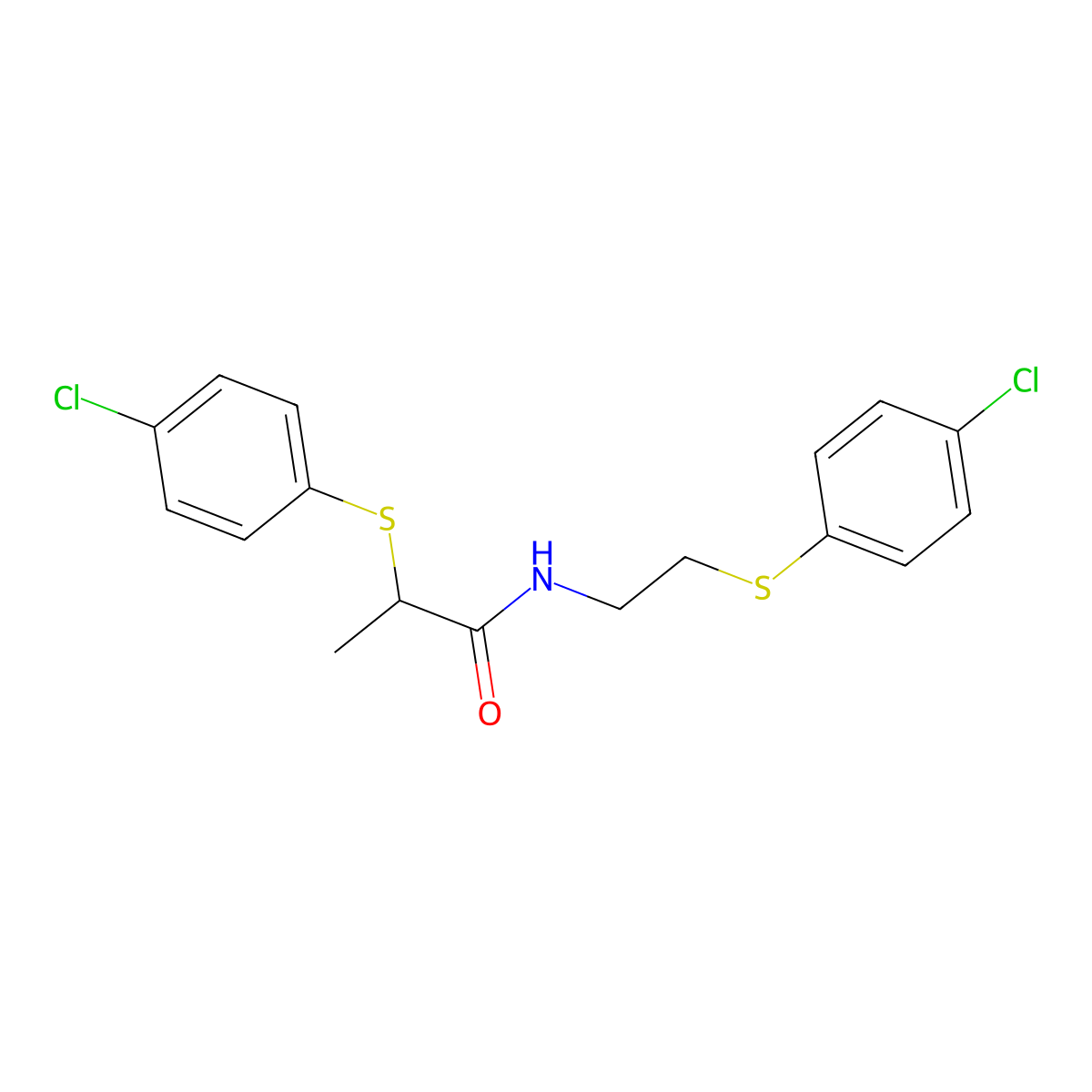 2-(4-chlorophenyl)sulfanyl-N-[2-(4-chlorophenyl)sulfanylethyl]propanamide molecular structure, CAS 428446-73-5