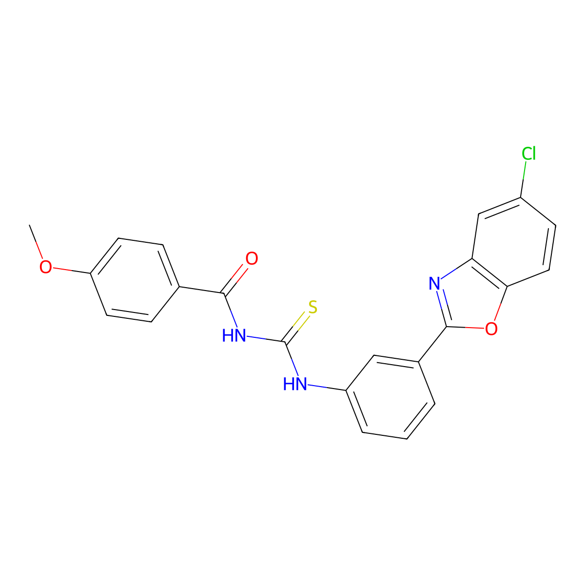 N-[[3-(5-chloro-1,3-benzoxazol-2-yl)phenyl]carbamothioyl]-4-methoxybenzamide molecular structure, CAS 428446-77-9