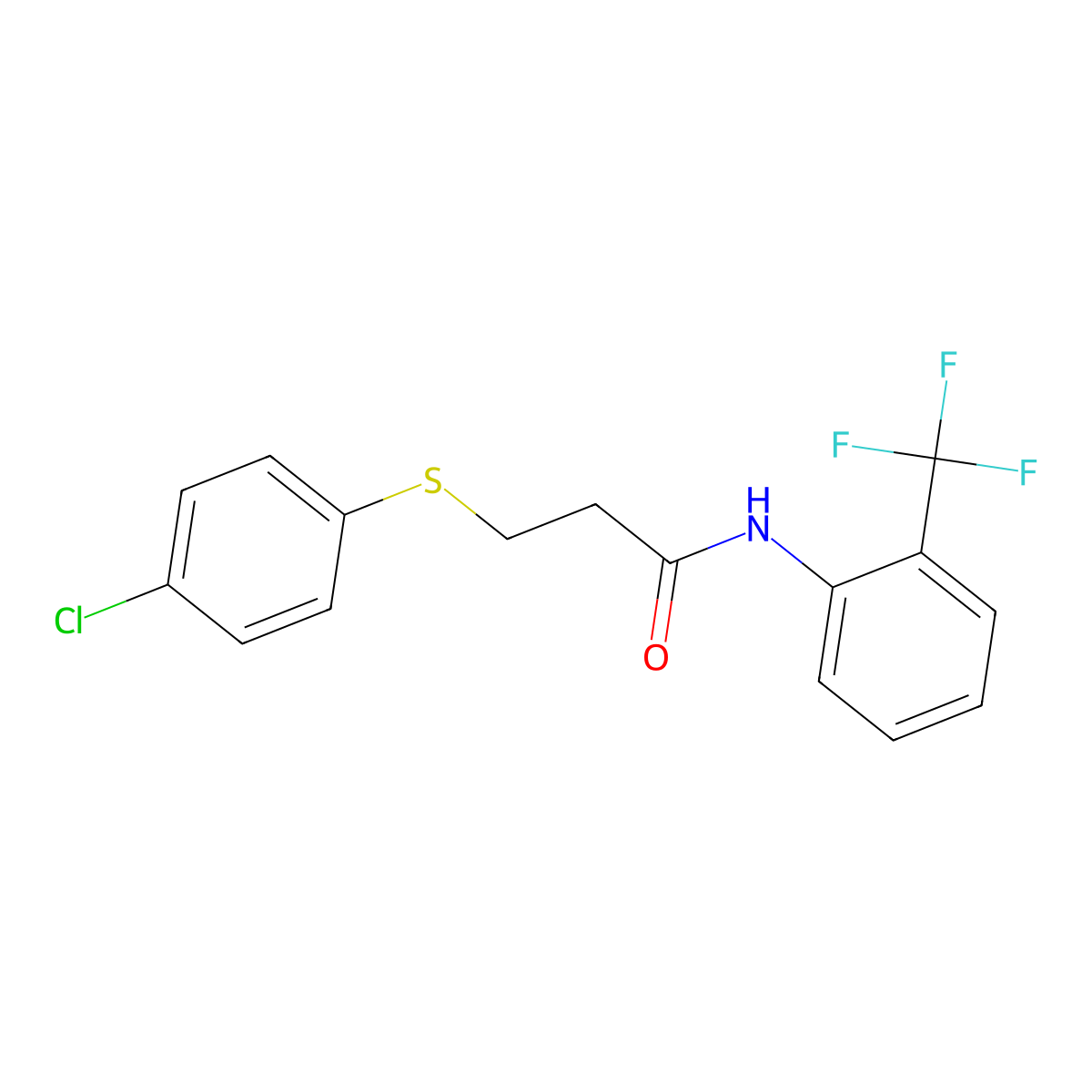 3-(4-chlorophenyl)sulfanyl-N-[2-(trifluoromethyl)phenyl]propanamide molecular structure, CAS 428446-79-1