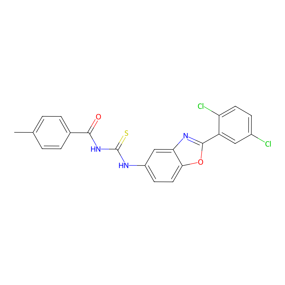N-[[2-(2,5-dichlorophenyl)-1,3-benzoxazol-5-yl]carbamothioyl]-4-methylbenzamide molecular structure, CAS 428446-85-9