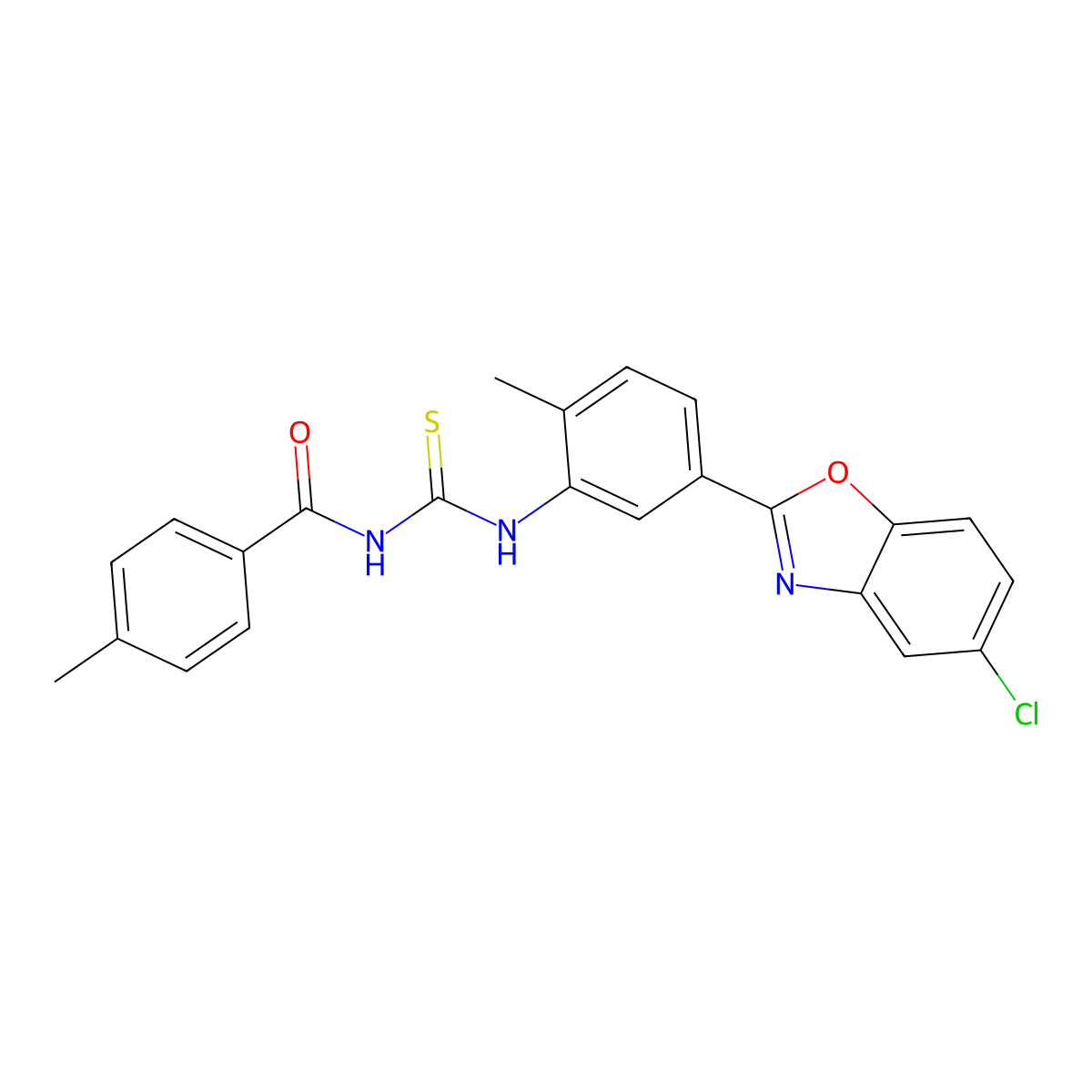 N-[[5-(5-chloro-1,3-benzoxazol-2-yl)-2-methylphenyl]carbamothioyl]-4-methylbenzamide molecular structure, CAS 428446-87-1