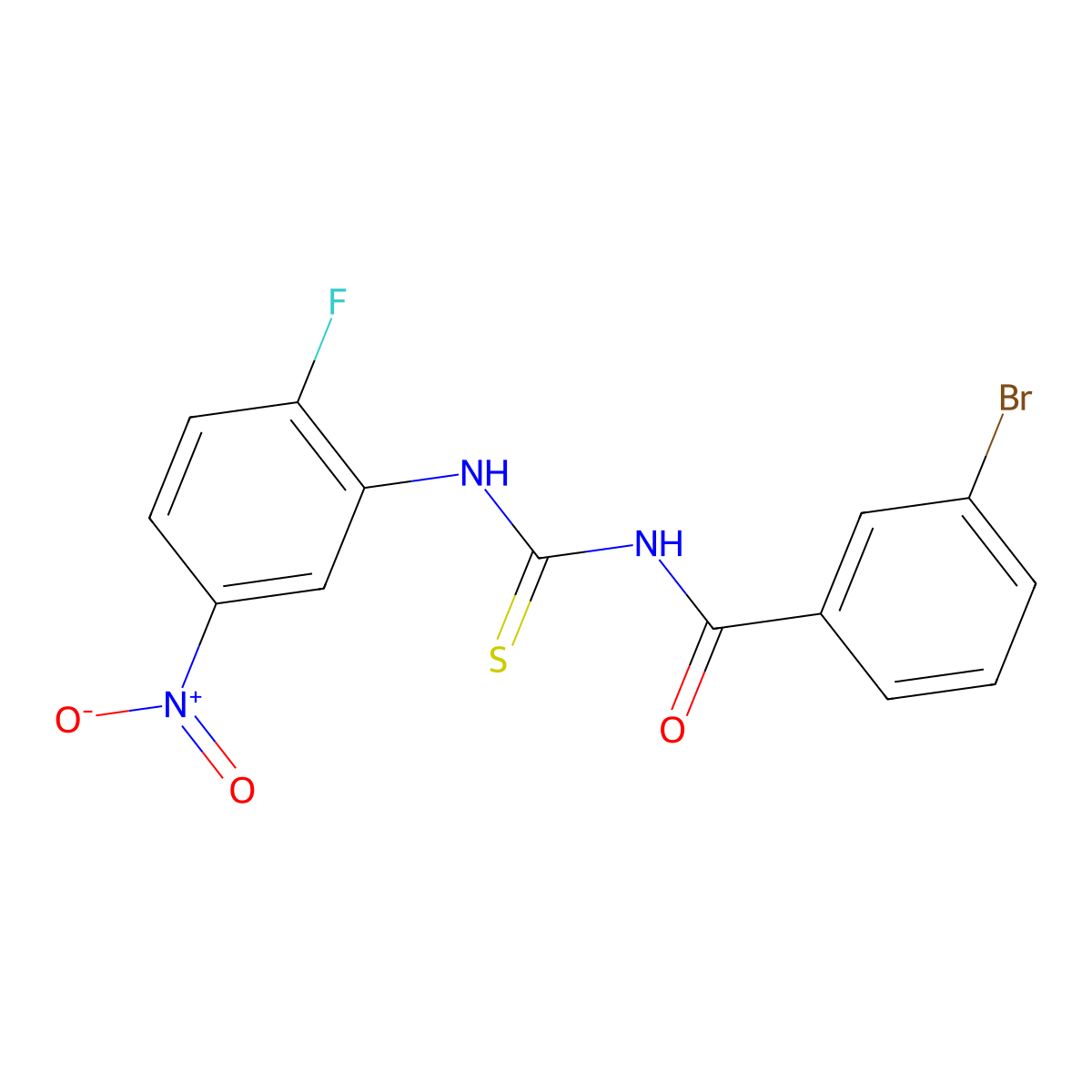 3-bromo-N-[(2-fluoro-5-nitrophenyl)carbamothioyl]benzamide molecular structure, CAS 428446-90-6