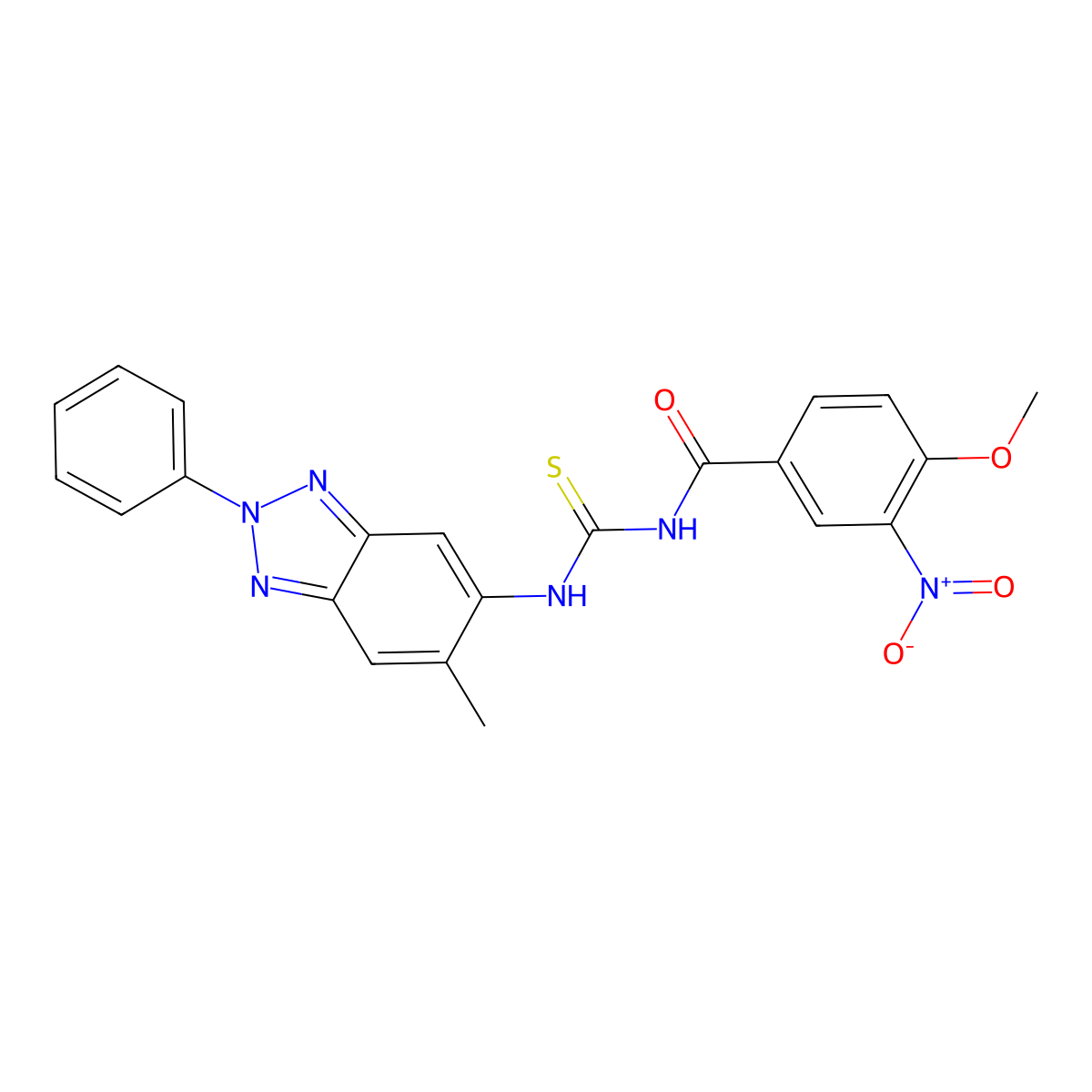 4-methoxy-N-[(6-methyl-2-phenylbenzotriazol-5-yl)carbamothioyl]-3-nitrobenzamide molecular structure, CAS 428446-94-0