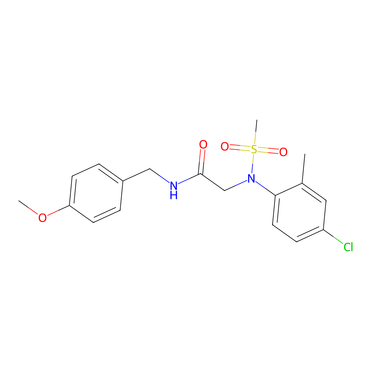 2-[4-chloro-2-methyl(methylsulfonyl)anilino]-N-(4-methoxybenzyl)acetamide molecular structure, CAS 428447-10-3