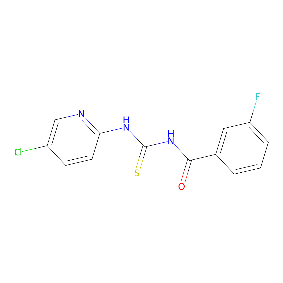 N-[(5-chloropyridin-2-yl)carbamothioyl]-3-fluorobenzamide molecular structure, CAS 428447-17-0