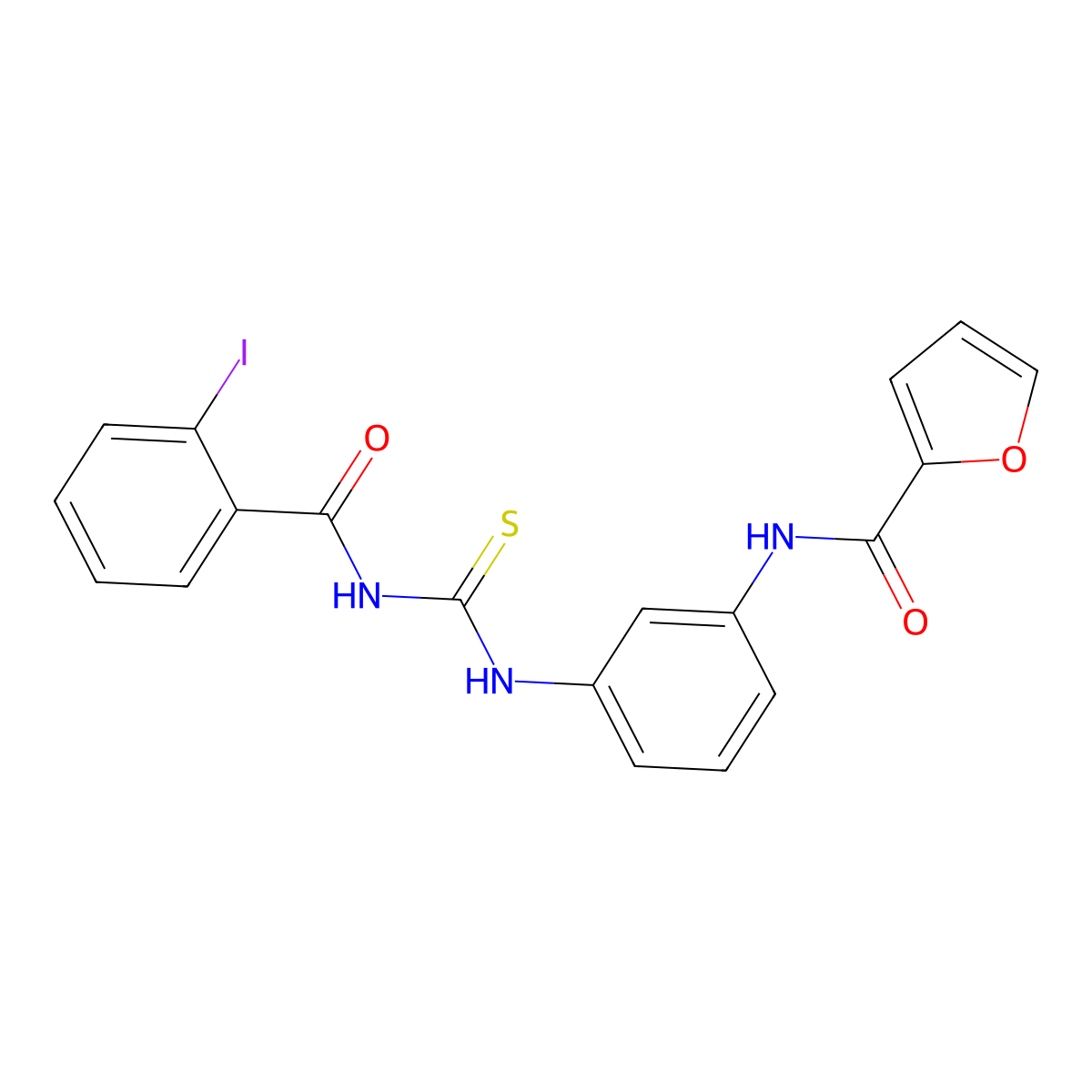 N-[3-[(2-iodobenzoyl)carbamothioylamino]phenyl]furan-2-carboxamide molecular structure, CAS 428447-25-0