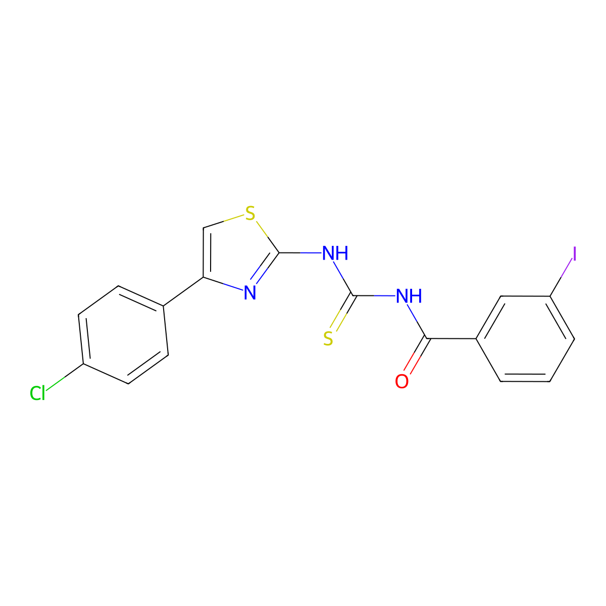 N-[[4-(4-chlorophenyl)-1,3-thiazol-2-yl]carbamothioyl]-3-iodobenzamide molecular structure, CAS 428447-30-7
