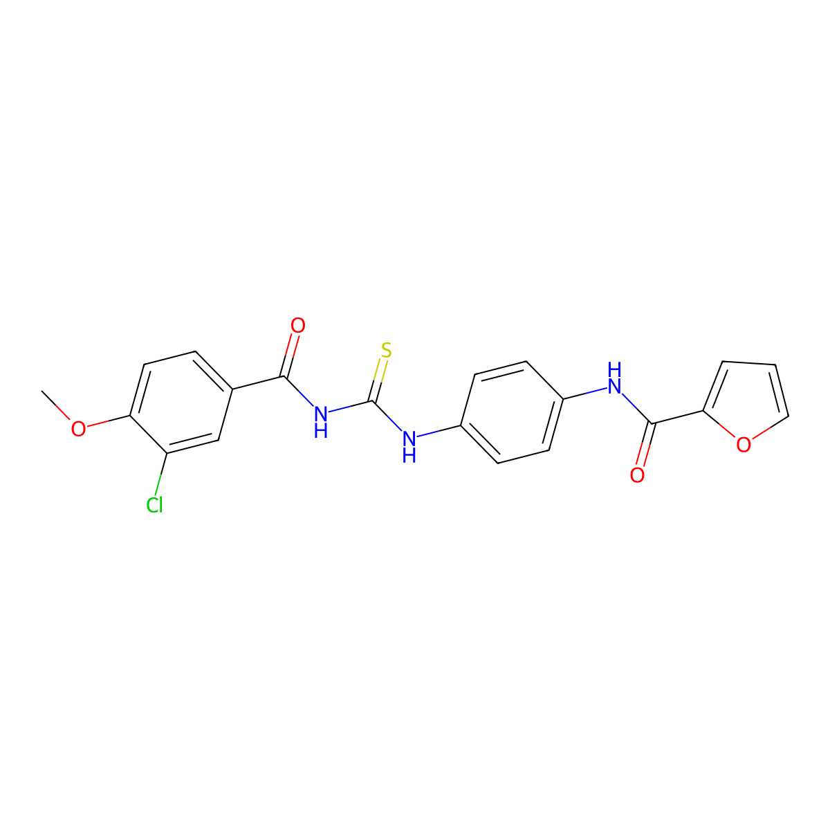 N-[4-[(3-chloro-4-methoxybenzoyl)carbamothioylamino]phenyl]furan-2-carboxamide molecular structure, CAS 428447-46-5