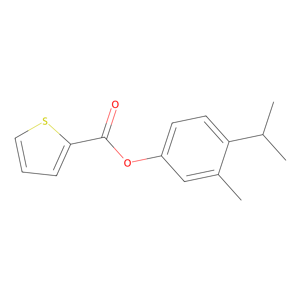 4-Isopropyl-3-methylphenyl 2-thiophenecarboxylate molecular structure, CAS 428447-47-6