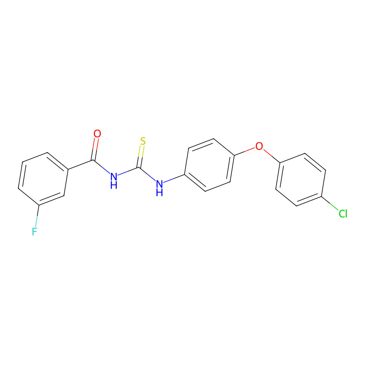 N-[[4-(4-chlorophenoxy)phenyl]carbamothioyl]-3-fluorobenzamide molecular structure, CAS 428447-57-8