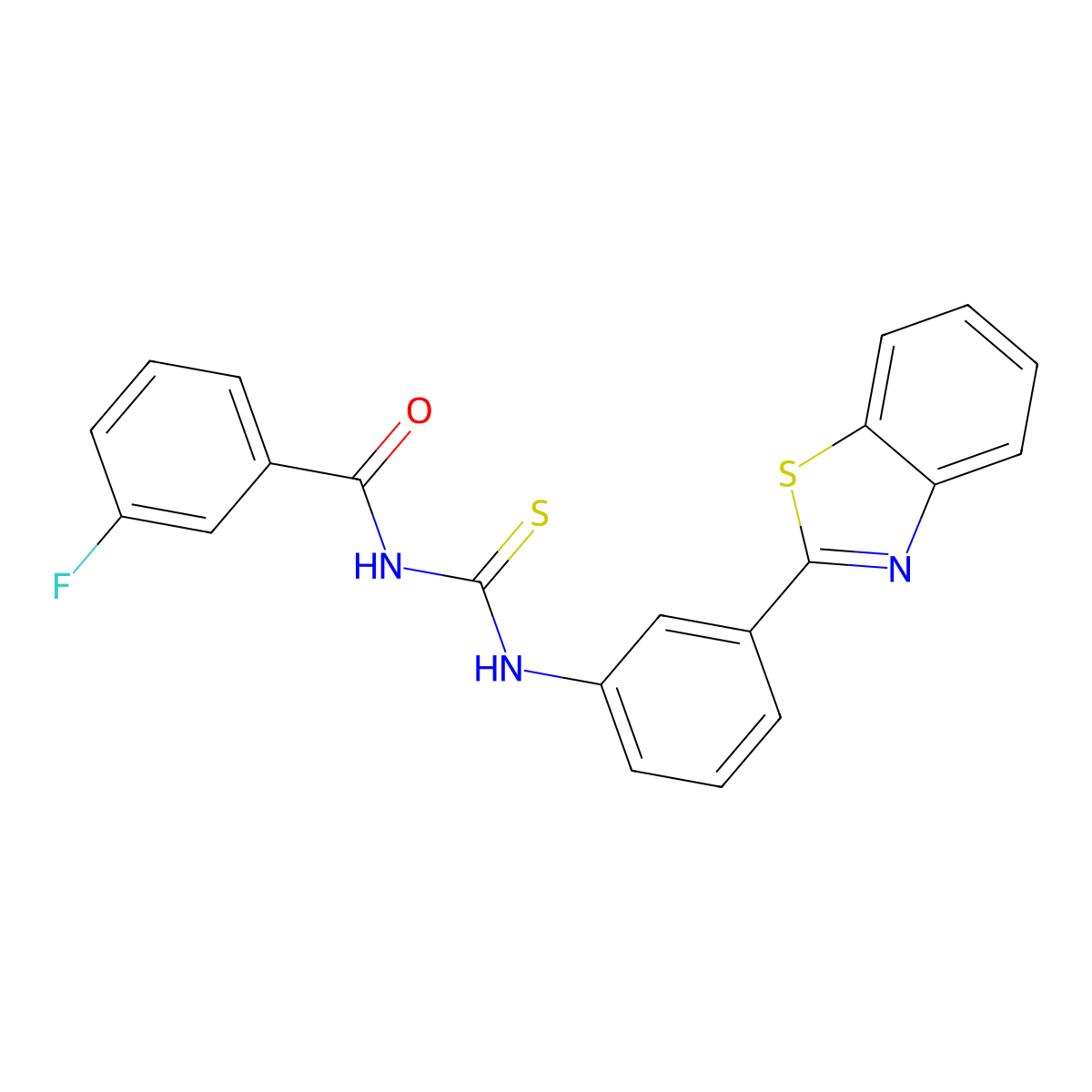 N-[[3-(1,3-benzothiazol-2-yl)phenyl]carbamothioyl]-3-fluorobenzamide molecular structure, CAS 428447-62-5