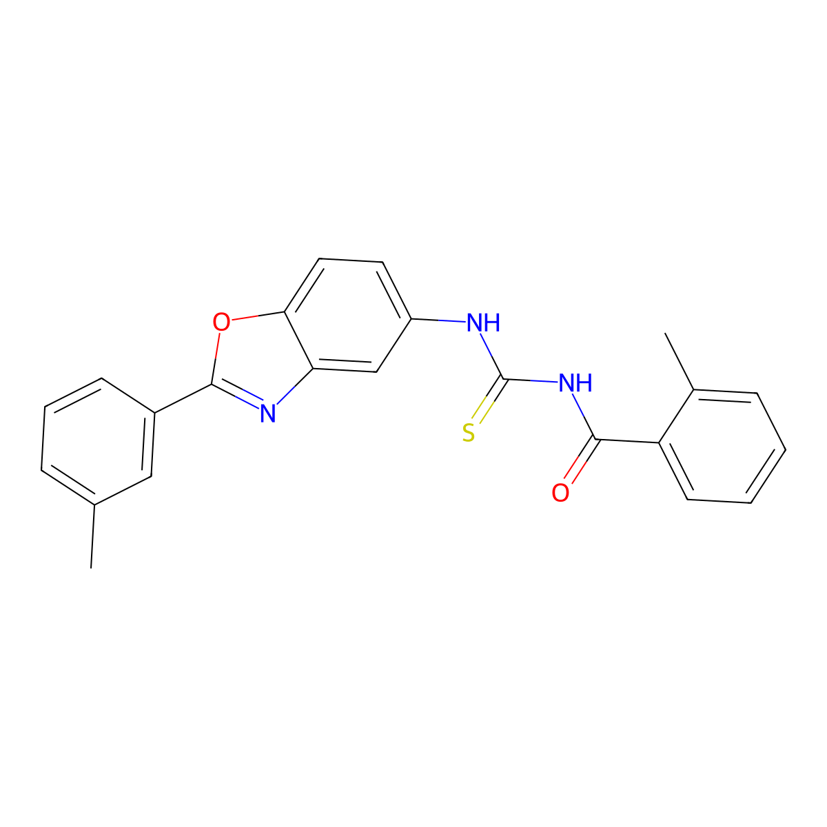 2-methyl-N-[[2-(3-methylphenyl)-1,3-benzoxazol-5-yl]carbamothioyl]benzamide molecular structure, CAS 428447-77-2