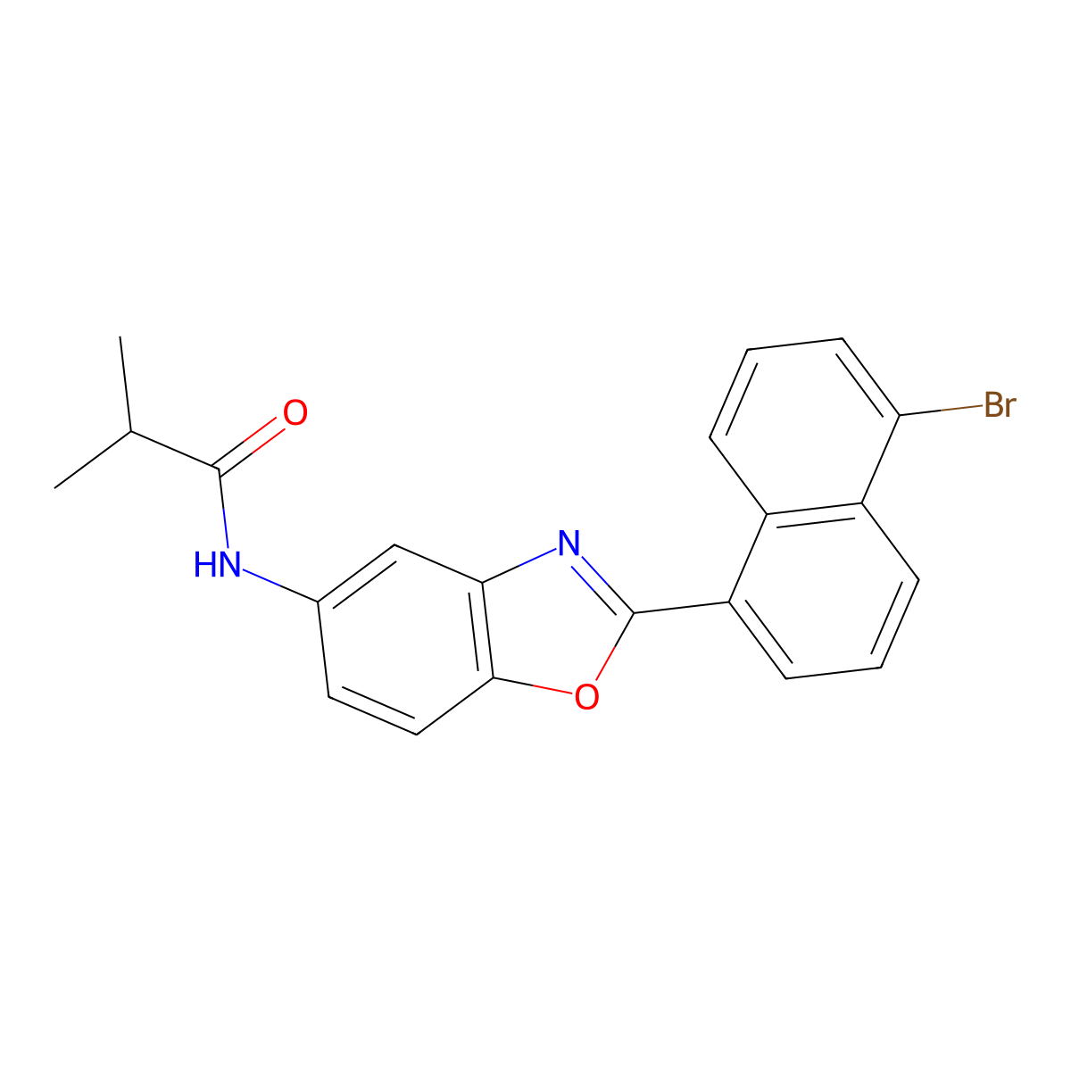 N-[2-(5-bromonaphthalen-1-yl)-1,3-benzoxazol-5-yl]-2-methylpropanamide molecular structure, CAS 428447-82-9