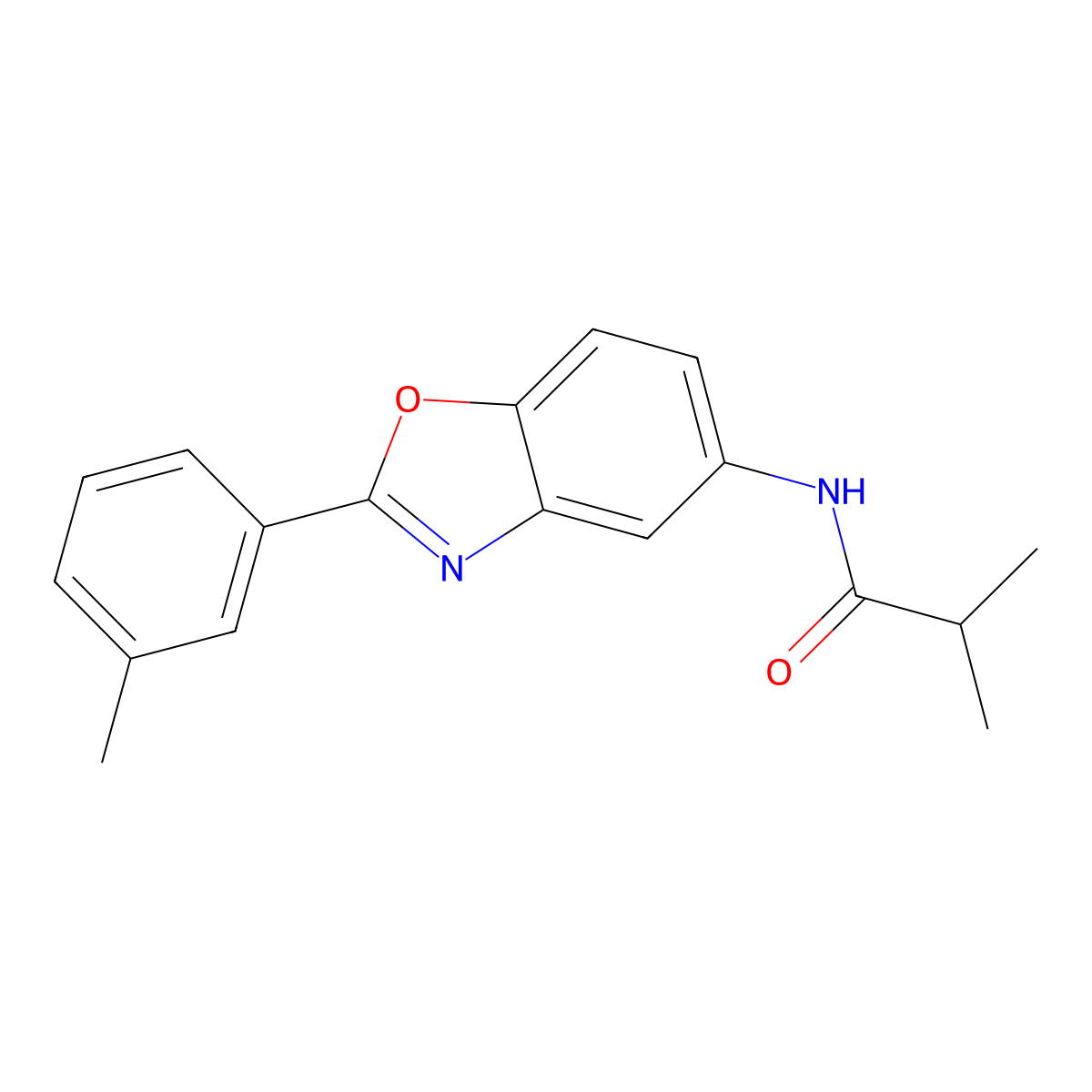 2-methyl-N-[2-(3-methylphenyl)-1,3-benzoxazol-5-yl]propanamide molecular structure, CAS 428447-83-0