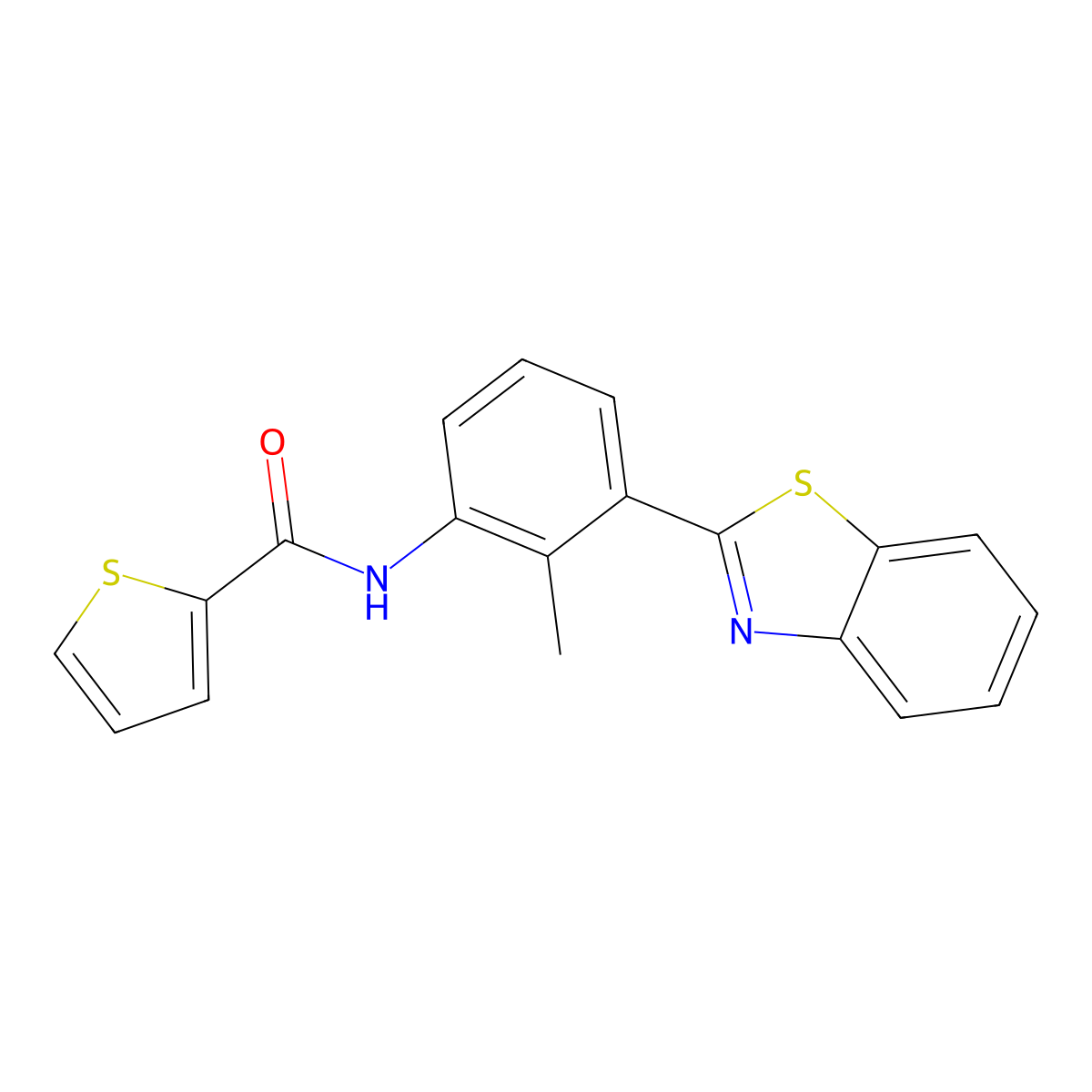 N-[3-(1,3-benzothiazol-2-yl)-2-methylphenyl]thiophene-2-carboxamide molecular structure, CAS 428447-87-4
