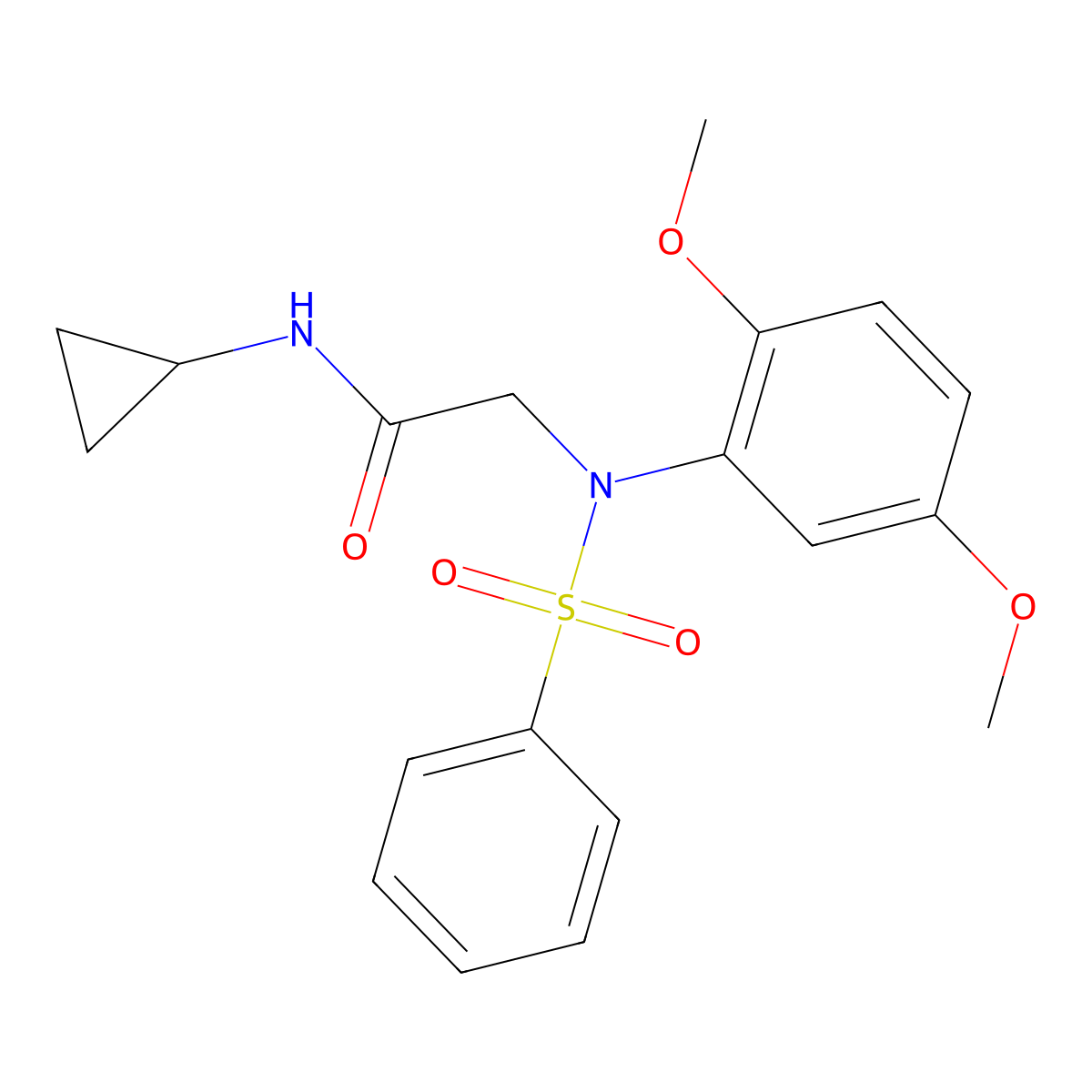 2-[N-(benzenesulfonyl)-2,5-dimethoxyanilino]-N-cyclopropylacetamide molecular structure, CAS 428447-90-9