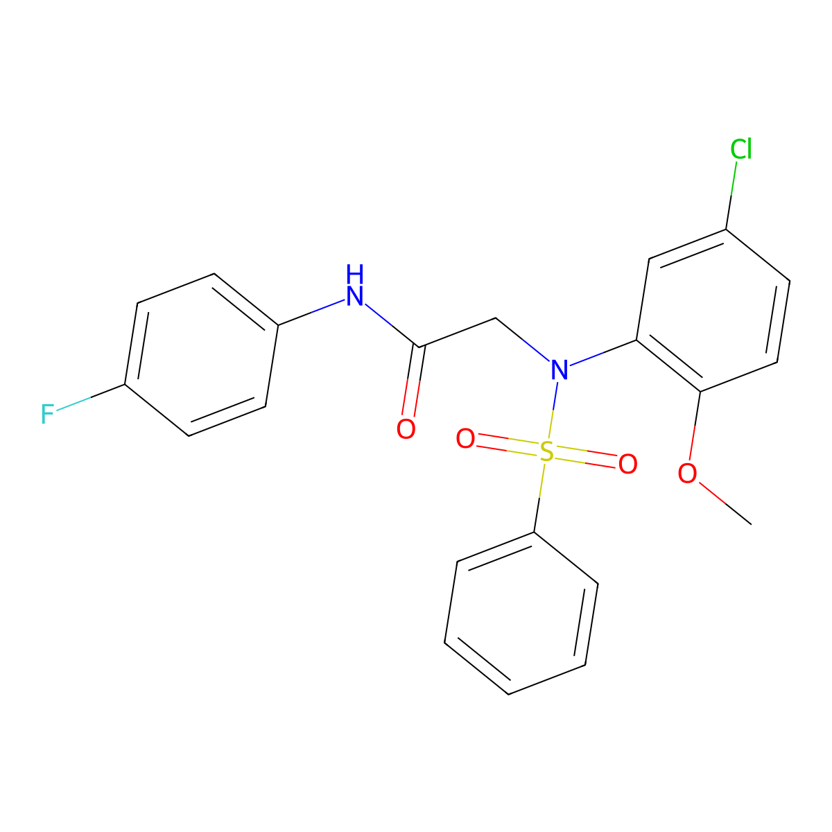 2-[N-(benzenesulfonyl)-5-chloro-2-methoxyanilino]-N-(4-fluorophenyl)acetamide molecular structure, CAS 428447-94-3