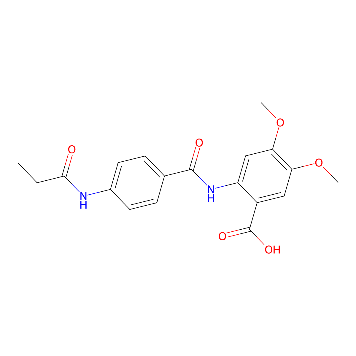 4,5-Dimethoxy-2-[[4-(propanoylamino)benzoyl]amino]benzoic acid molecular structure, CAS 428447-97-6